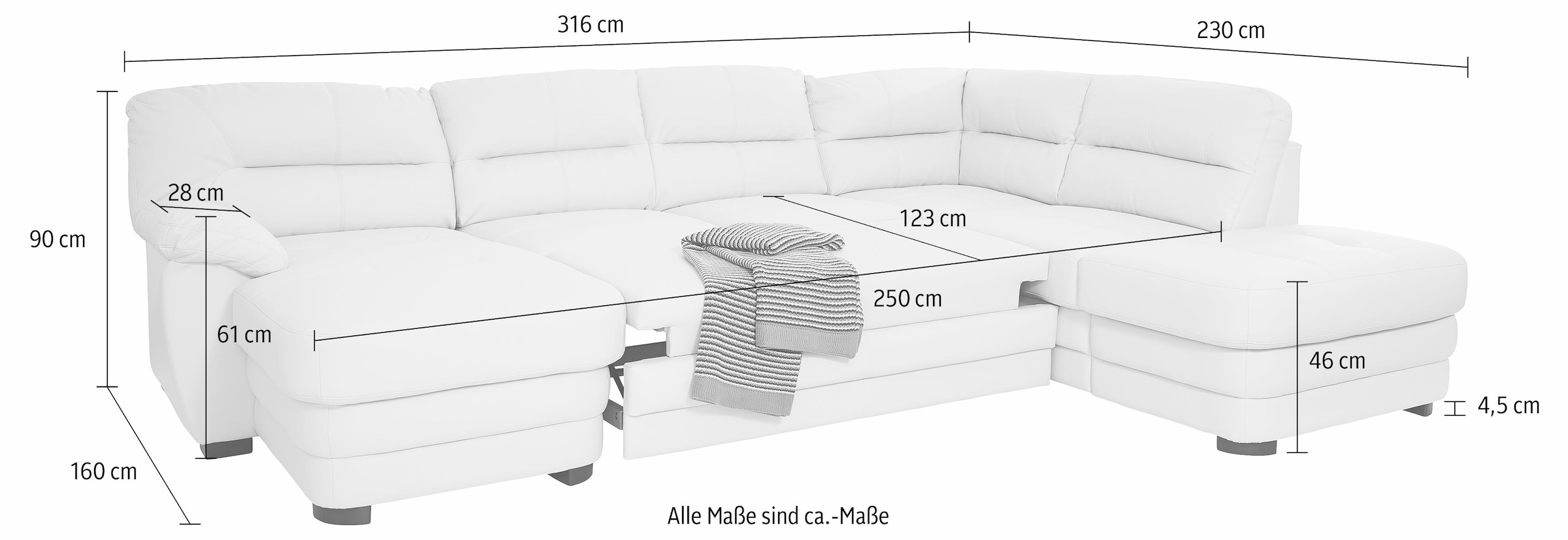 COTTA Wohnlandschaft »Royale U-Form«, wahlweise mit Bettfunktion