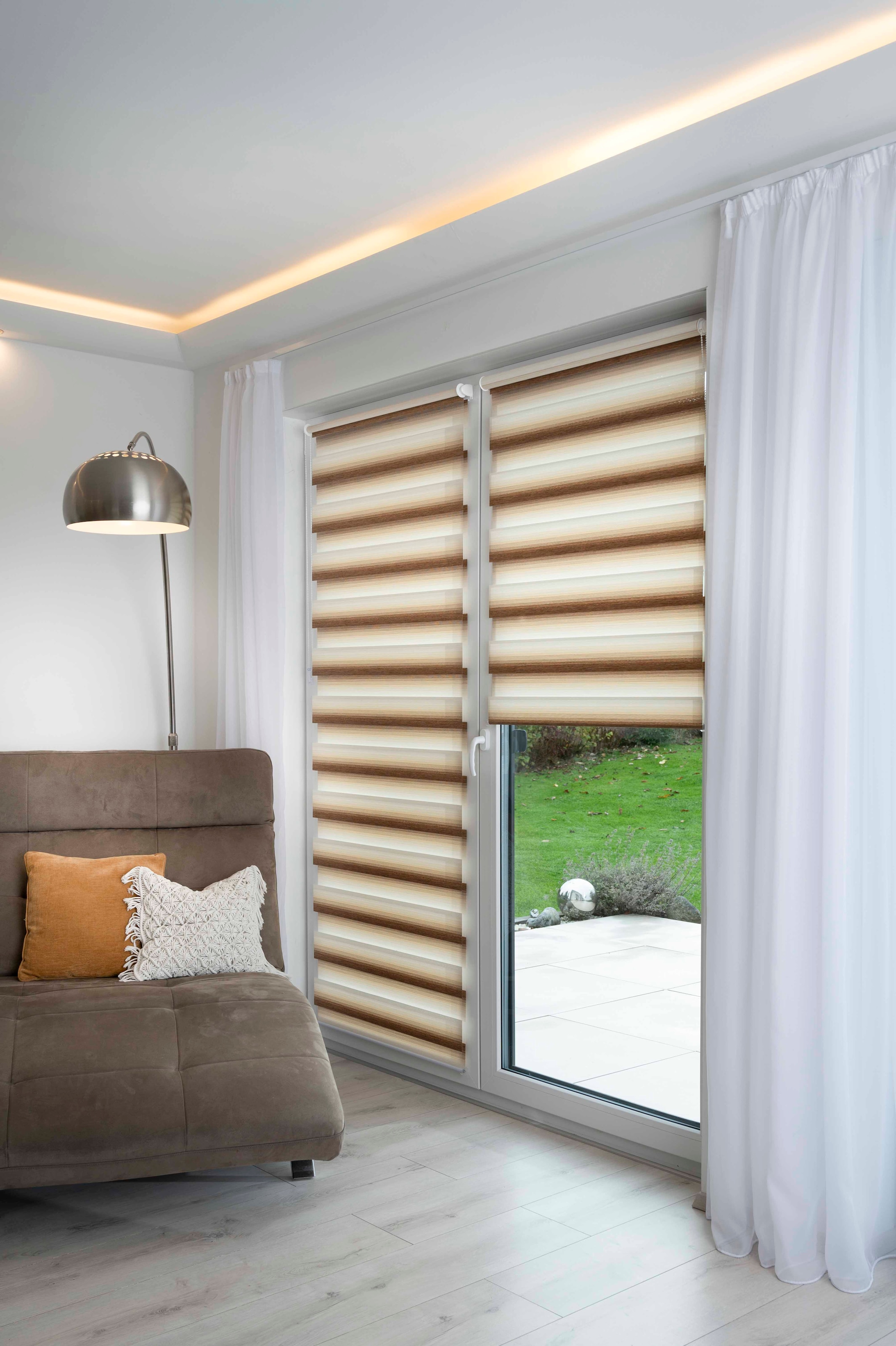 K-HOME Doppelrollo »mit schönen Farbverlauf« Lichtschutz ohne Bohren freihängend