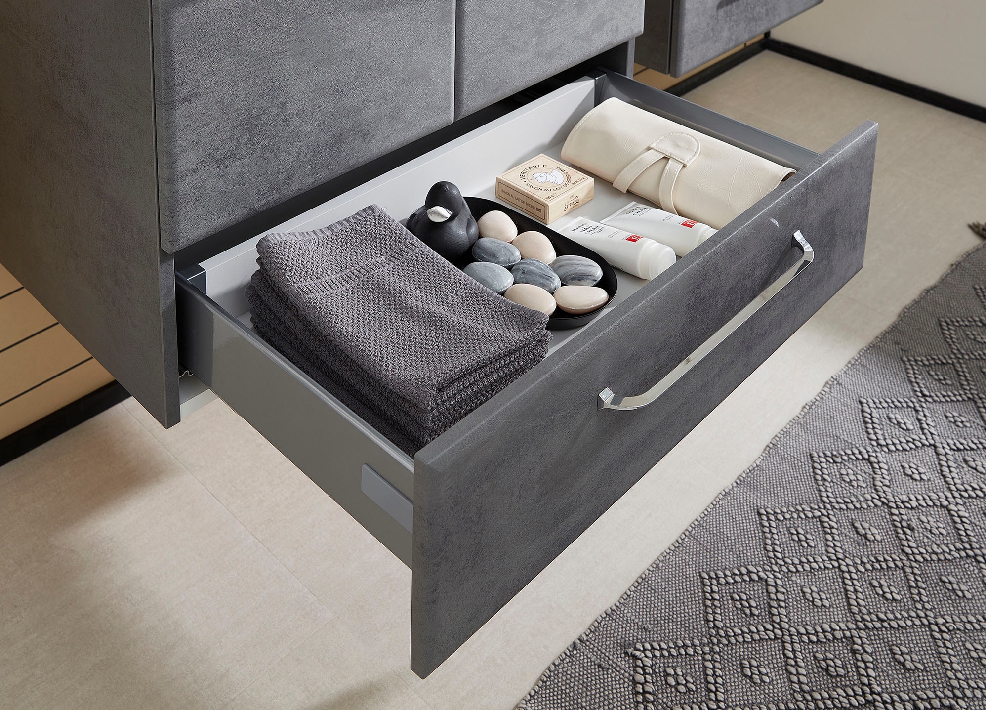 Saphir Badmöbel-Set »Quickset 945 Mineralmarmor-Waschtisch mit Unterschrank, 74 cm breit« 1 Stk. tlg.