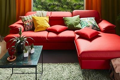 COTTA Ecksofa »Caluso L-Form«, mit Kopfteilverstellung, wahlweise mit Bettfunktion & Bettkasten
