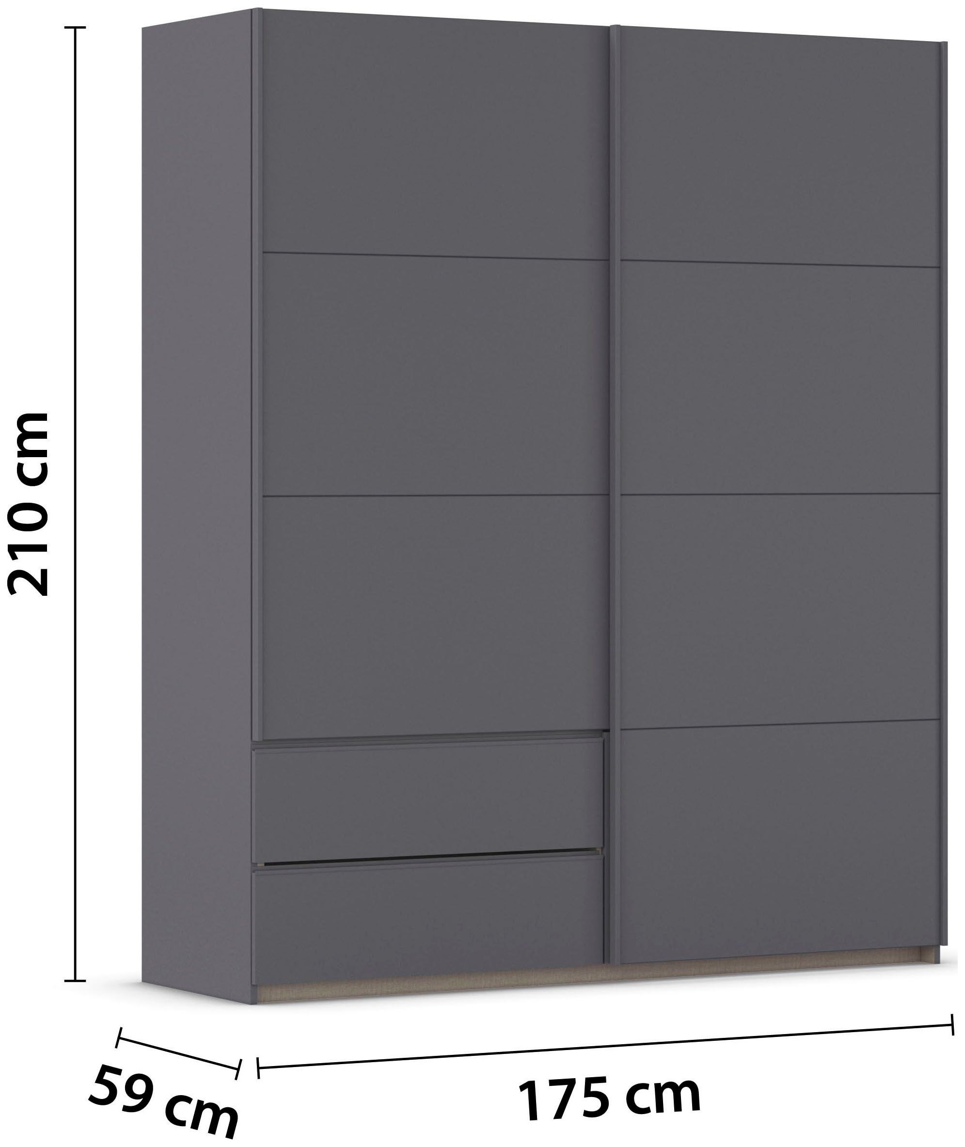 rauch Schwebetürenschrank »Kleiderschrank Schrank Garderobe Wäscheschrank SEVILLA«, (in 3 verschiedenen Ausstattungen BASIC/CLASSIC/PREMIUM), Metall-Griffleisten alufarben oder Graumetallic MADE IN GERMANY