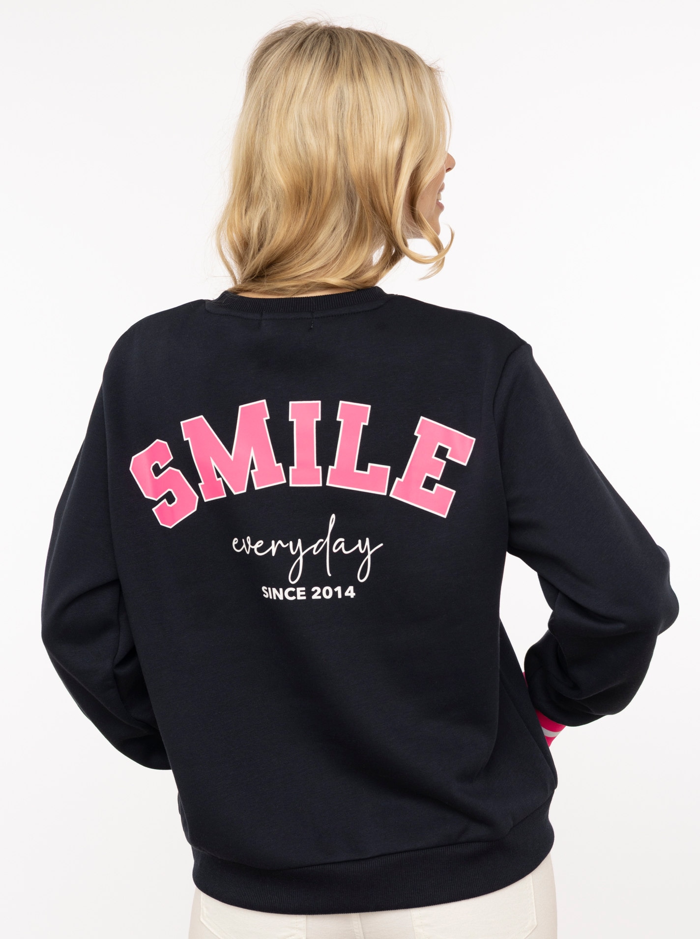 Zwillingsherz Sweatshirt »"SMILE"«, Mini Me Style, gestreifte Bündchen, Smile Print vorne und am Rücken
