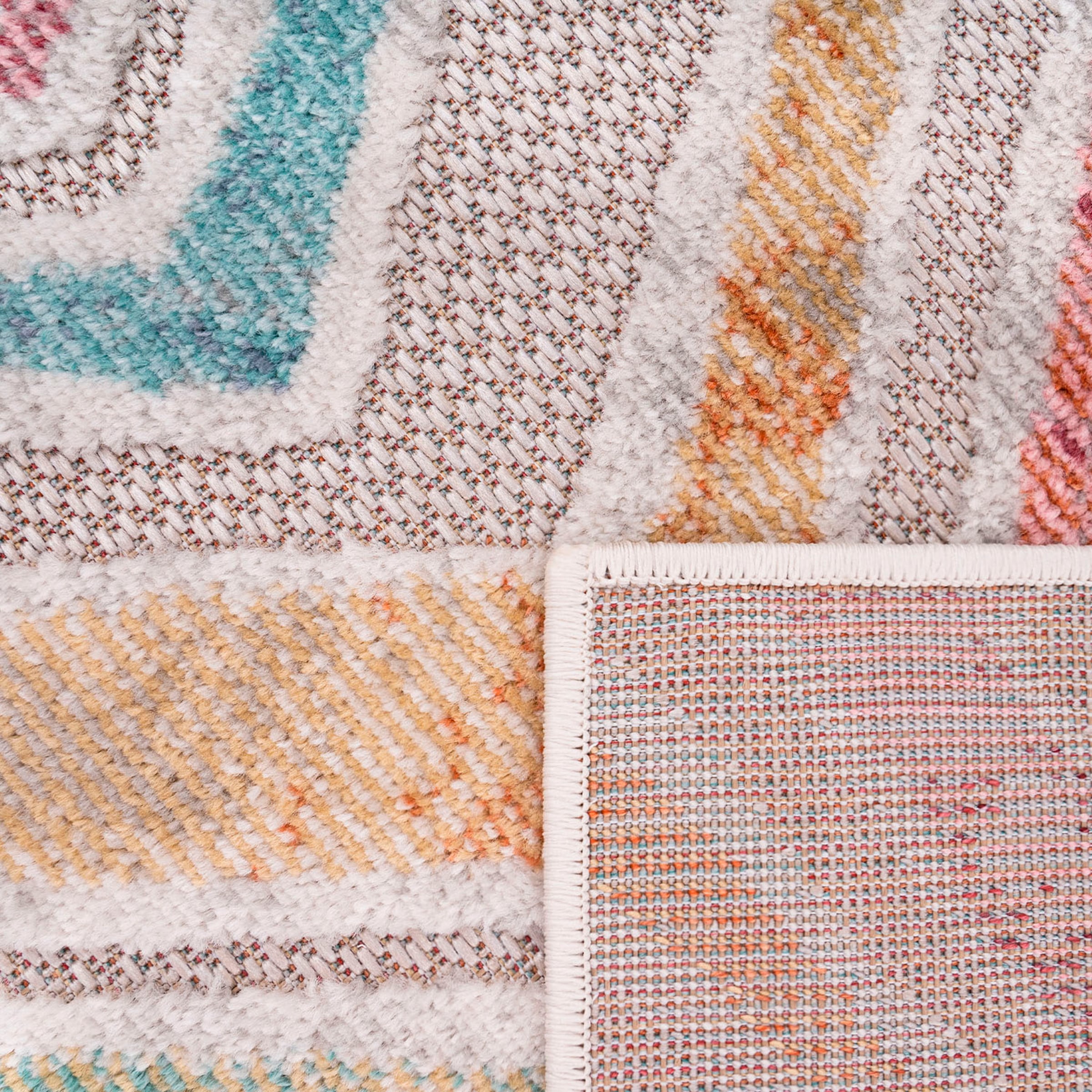 Paco Home Teppich »Fusion 761«, rechteckig, 10 mm Höhe, Kurzflor, Rauten Muster, Boho, In- und Outdoor geeignet, Wohnzimmer
