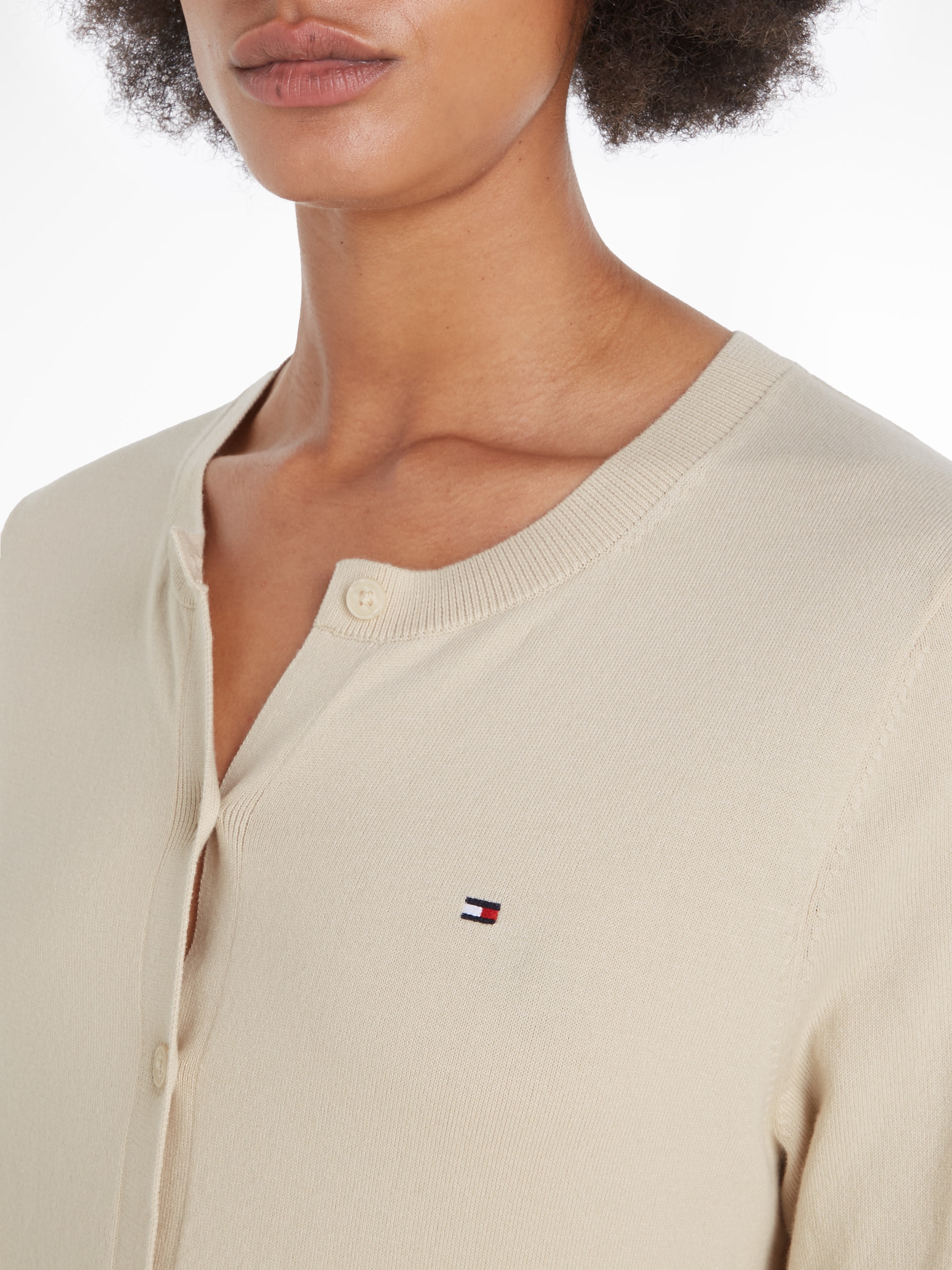 Tommy Hilfiger Cardigan »CO JERSEY STITCH CARDIGAN«, mit Logostickerei