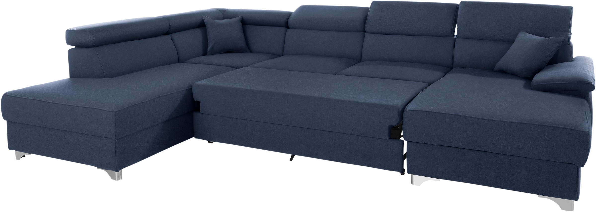 DOMO collection Wohnlandschaft »Mira, inklusive Kopfteilverstellung für mehr Wohlfühlkomfort, U-Form«, wahlweise mit Bettfunktion und Bettkasten, elegant und modern