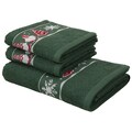 my home Handtuch Set »Weihnachten«, Set, 3 tlg., Walkfrottee, mit Sternen und Bordüre, weihnachtliches Handtuchset, Handtücher aus 100% Baumwolle