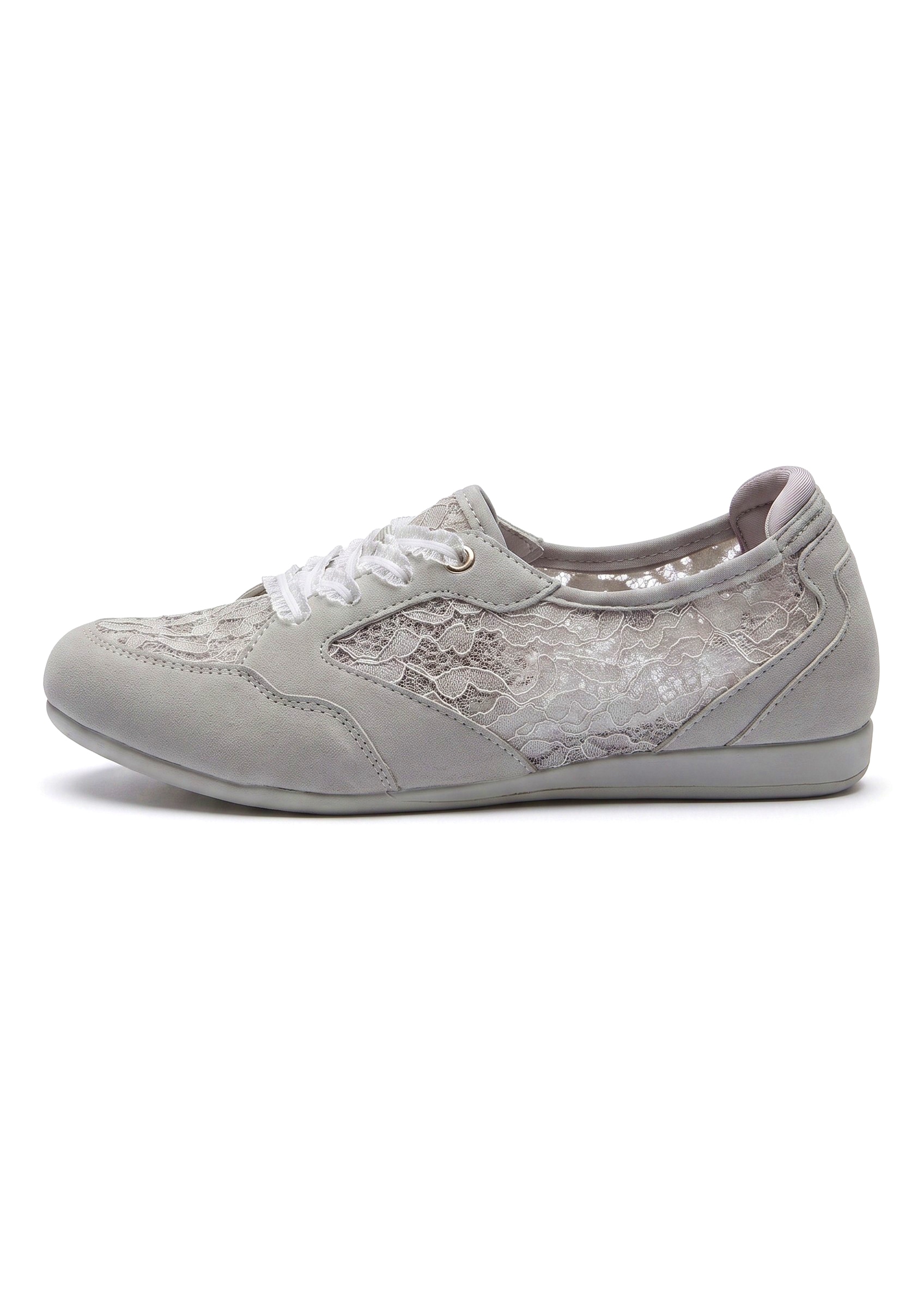 Vivance Sneaker »Freizeitschuh, Halbschuh, Ballerina, Slip-On-Sneaker,«  mit eleganten Spitzeneinsätzen VEGAN