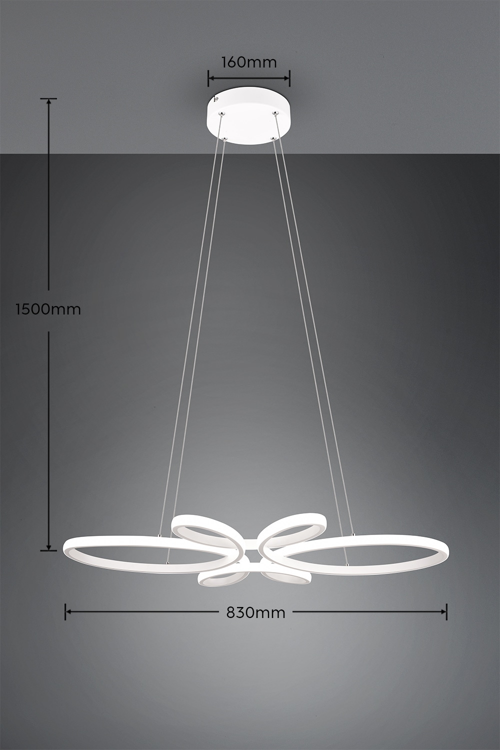 TRIO Leuchten LED Pendelleuchte »FLY, Hängelampe LED 32W 3900 Lumen kaltweiß 4000K 3-Stufen dimmbar« LED-Board 1 Stk. Kaltweiß höhenverstellbar: max 150cm, Maße 83x45 cm, Hängeleuchte Küche Wohnen