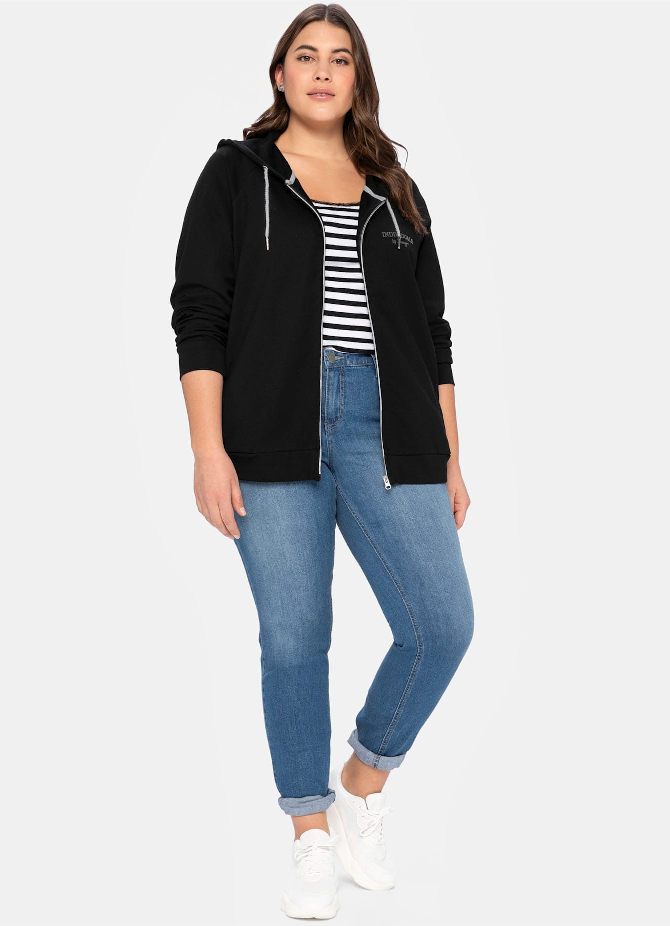 Sheego Shirtjacke »Kapuzensweatjacke«, (1 tlg.)