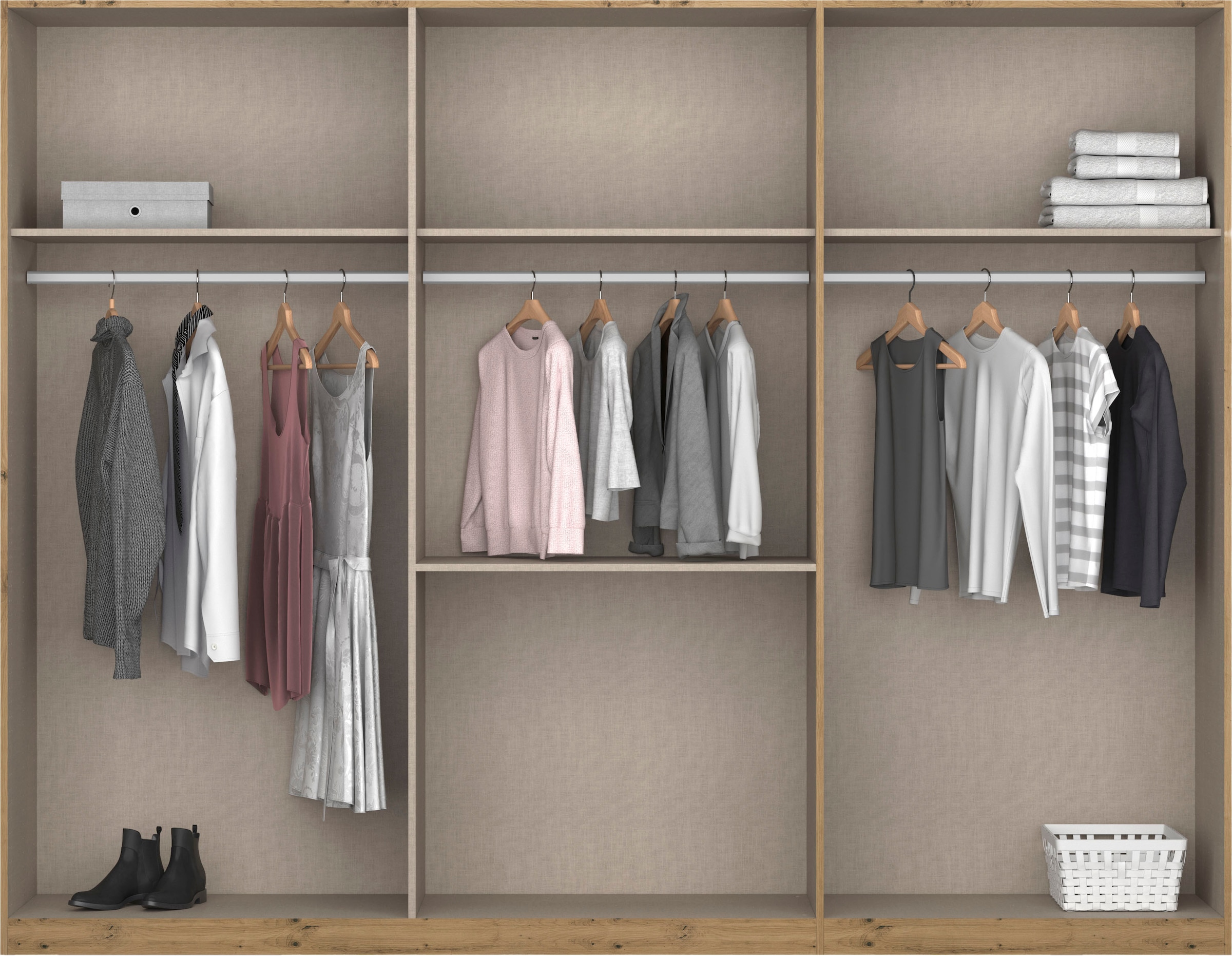 rauch Schlafzimmer-Set »Komplettschlafzimmer Schlafzimmer Stauraumbett MADE IN GERMANY« Set, Liegefläche 180x200, Schrank Maße B/H/T: 271/210/54 cm, 4 tlg. tlg. Schrank mit 5 Schubladen, Bettanlage mit 8 Schubladen MADE IN GERMANY