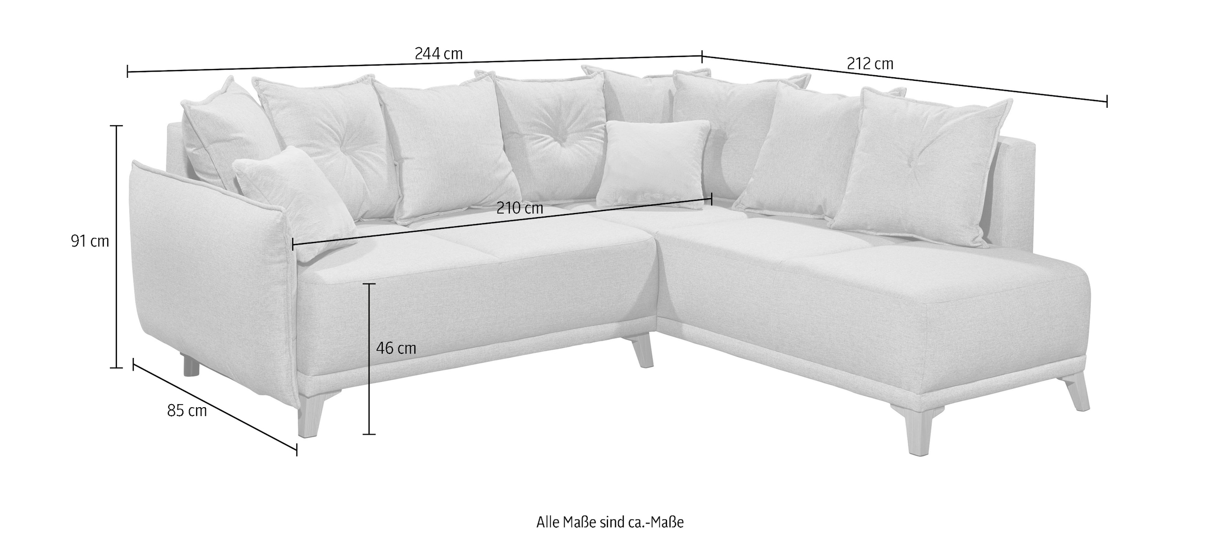 ED EXCITING DESIGN Ecksofa »Pamplona L-Form«, mit Bettfunktion, Bettkasten, Rücken- und Zierkissen, frei im Raum