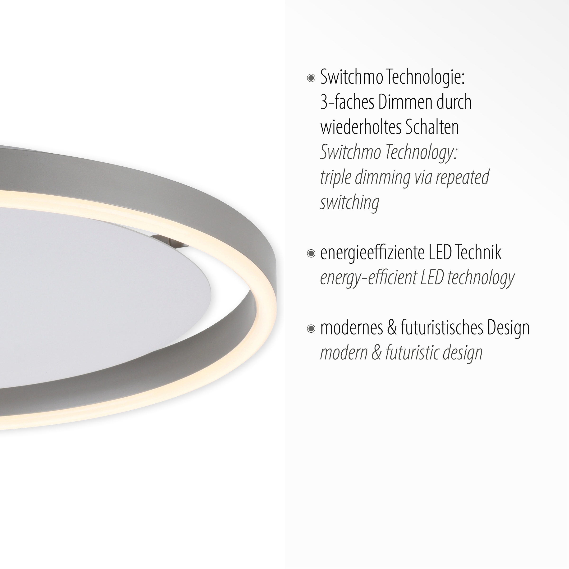 JUST LIGHT Deckenleuchte »RITUS«, 1 flammig, Leuchtmittel LED-Board | LED fest integriert, LED, dimmbar, Switchmo