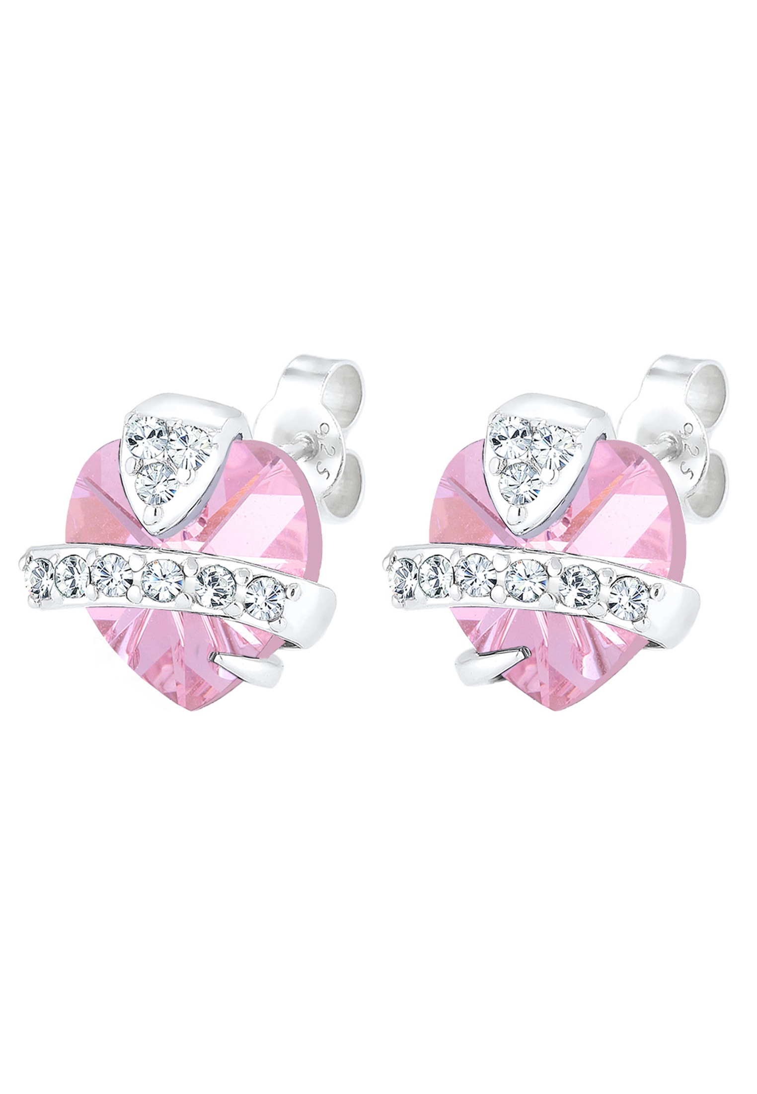 Elli Paar Ohrstecker »Ohrringe Herz Liebe Kristalle Cute 925 Silber«