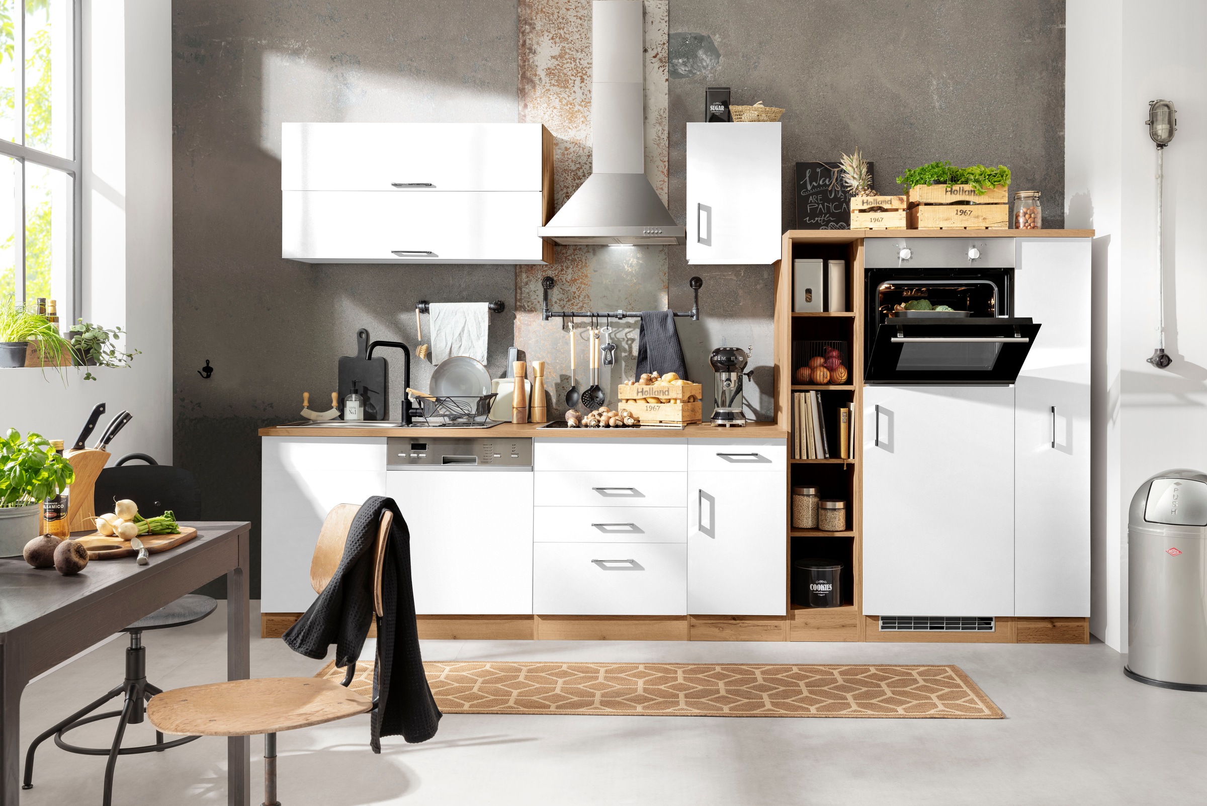KOCHSTATION Küchenzeile »KS-Colmar« mit E-Geräten, Breite 330 cm