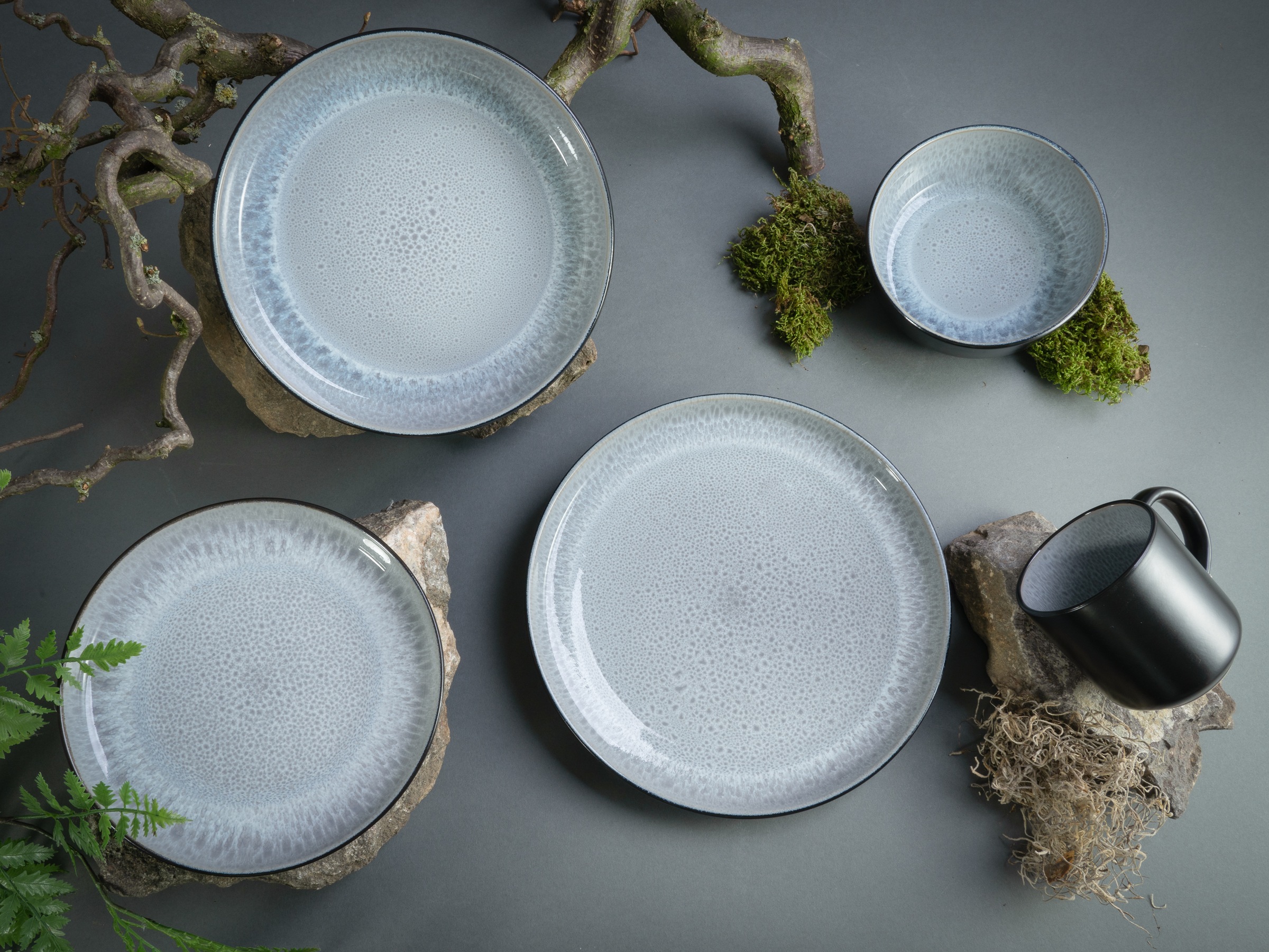 CreaTable Kombiservice »Nordic Fjord, Kombiservice 16-tlg« Reaktivglasur, Scandi-Style