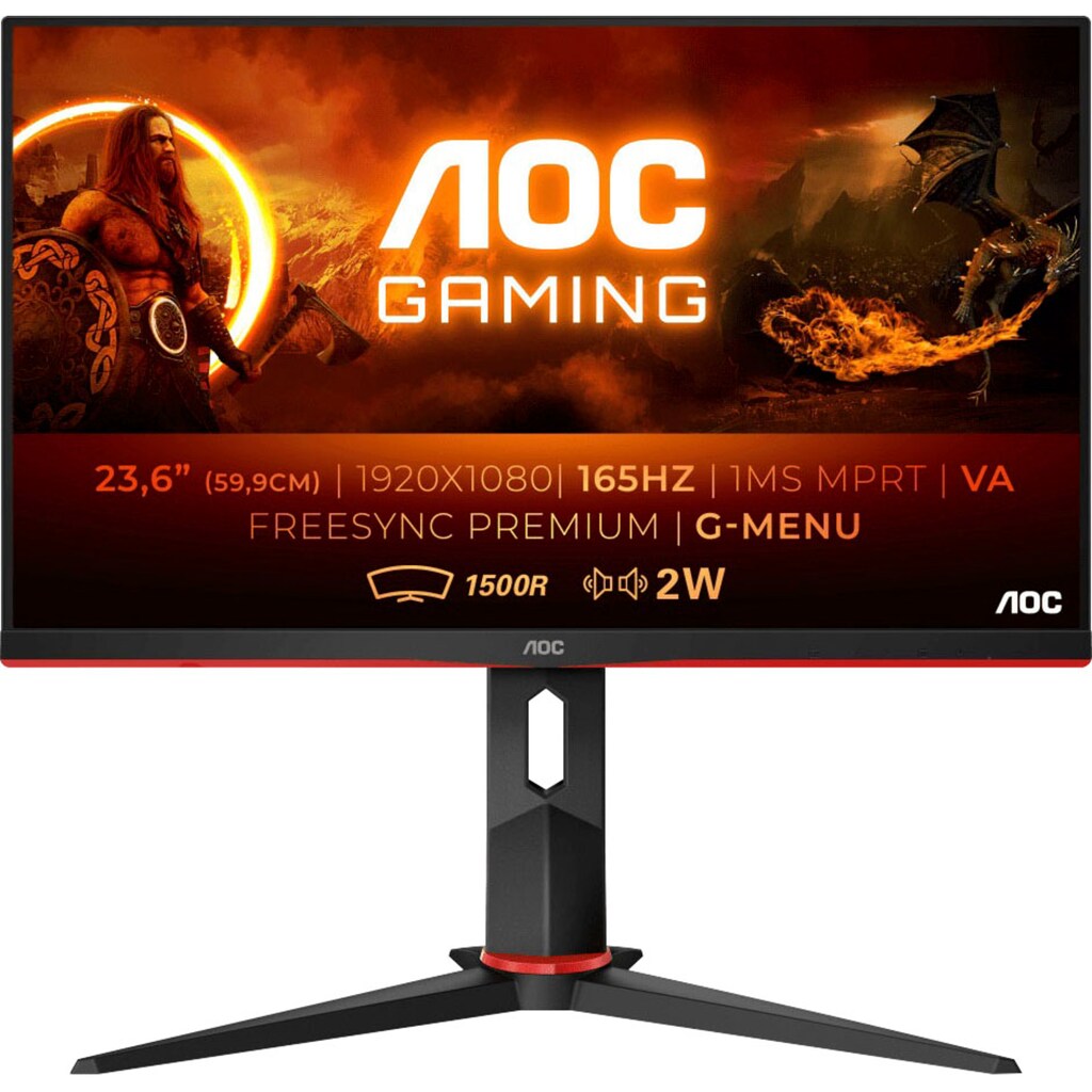AOC Curved-Gaming-Monitor »C24G2AE/BK«, 59,9 cm/23,6 Zoll, 1920 x 1080 px, Full HD, 1 ms Reaktionszeit, 165 Hz