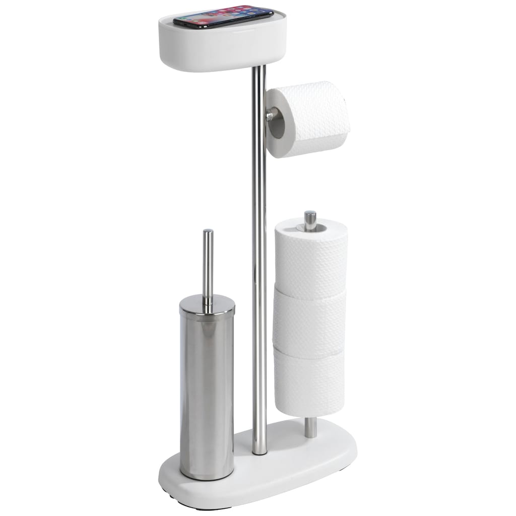 WENKO WC-Garnitur »Rivazza«, 1 St., aus Edelstahl-Kunststoff, integrierter Toilettenpapierhalter und Box