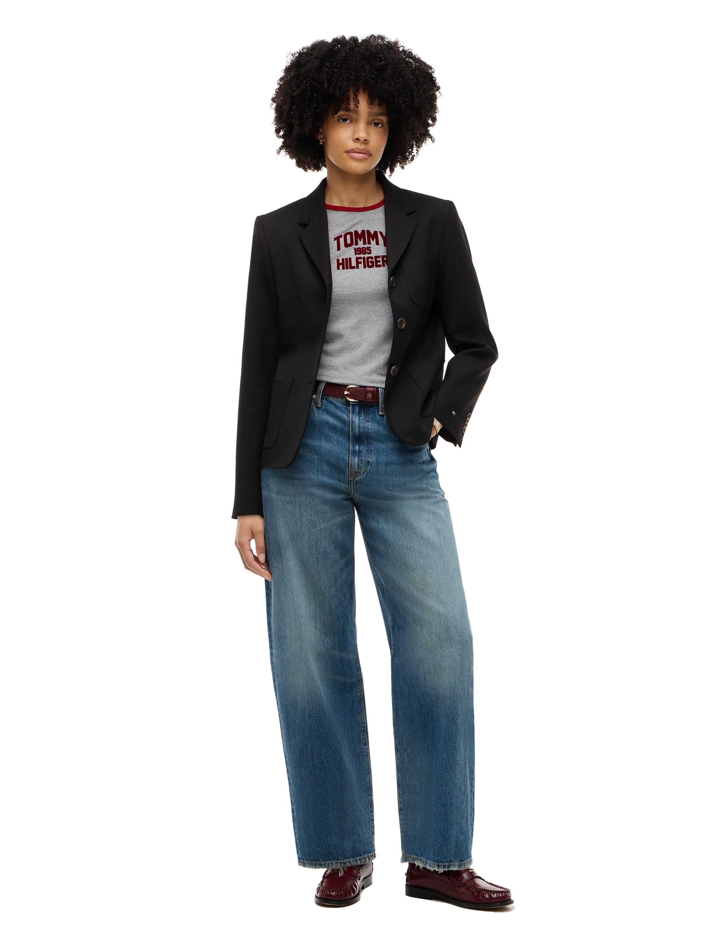 Tommy Hilfiger Kurzblazer »TIMELESS WOOL 3 BUTTON BLAZER« Materialmix, mit Wolle und Stretch