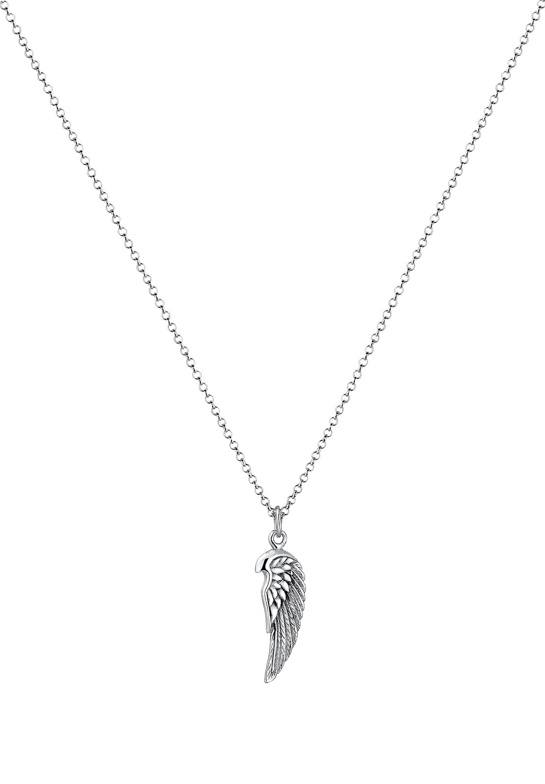 Kuzzoi Kette mit Anhänger »Halskette Herren Flügel Feder Boho 925 Silber«
