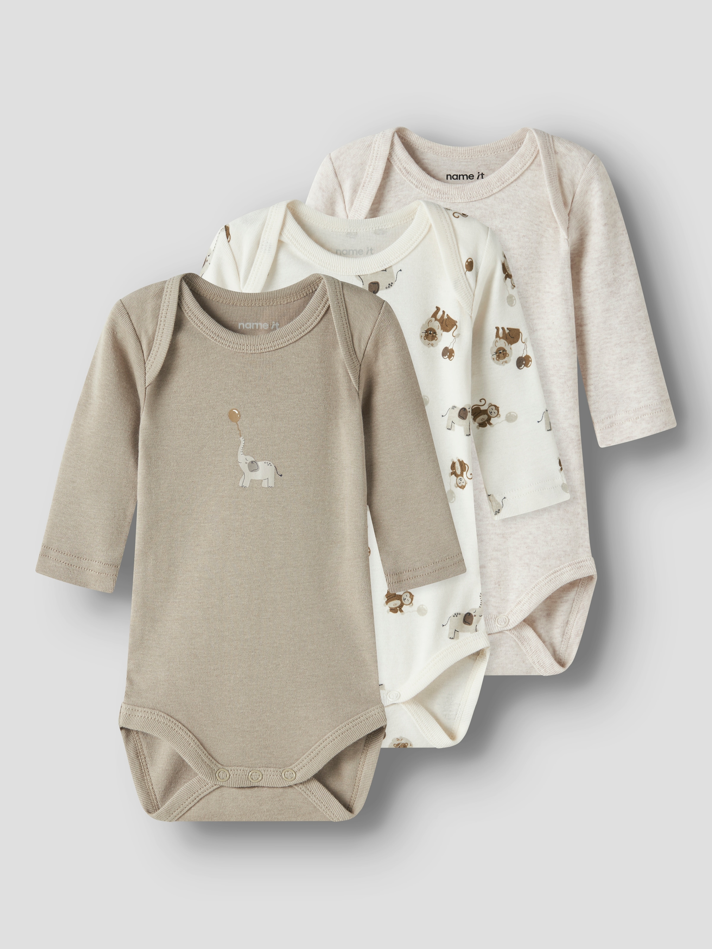 Name It Langarmbody »NBNBODY 3P LS ANIMAL NOOS« Packung, 3 tlg.