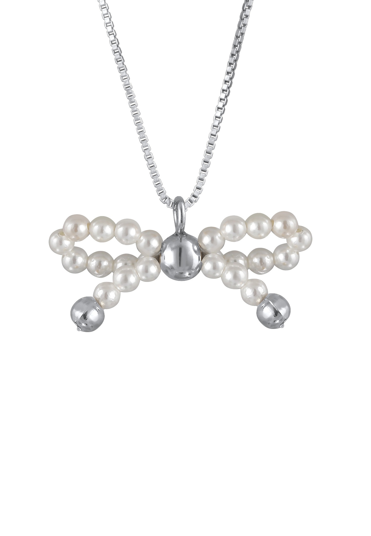 Elli Premium Perlenkette »Halskette Schleife Muschelkernperlen Anhänger 925 Silber«