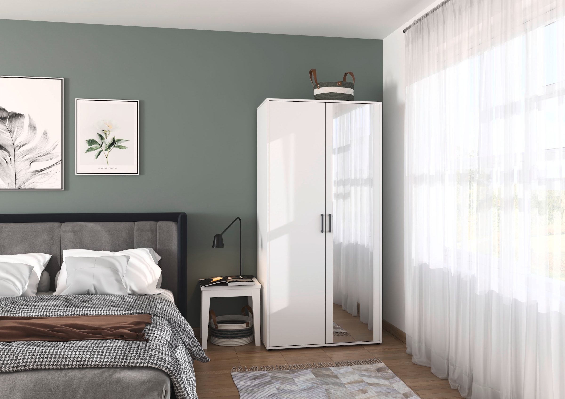 rauch Drehtürenschrank »Kleiderschrank Schrank Garderobe Wäscheschrank VOYAGER« in 3 verschiedenen Ausstattungen BASIC/CLASSIC/PREMIUM,  mit modernen Griffen in Graumetallic und Spiegel