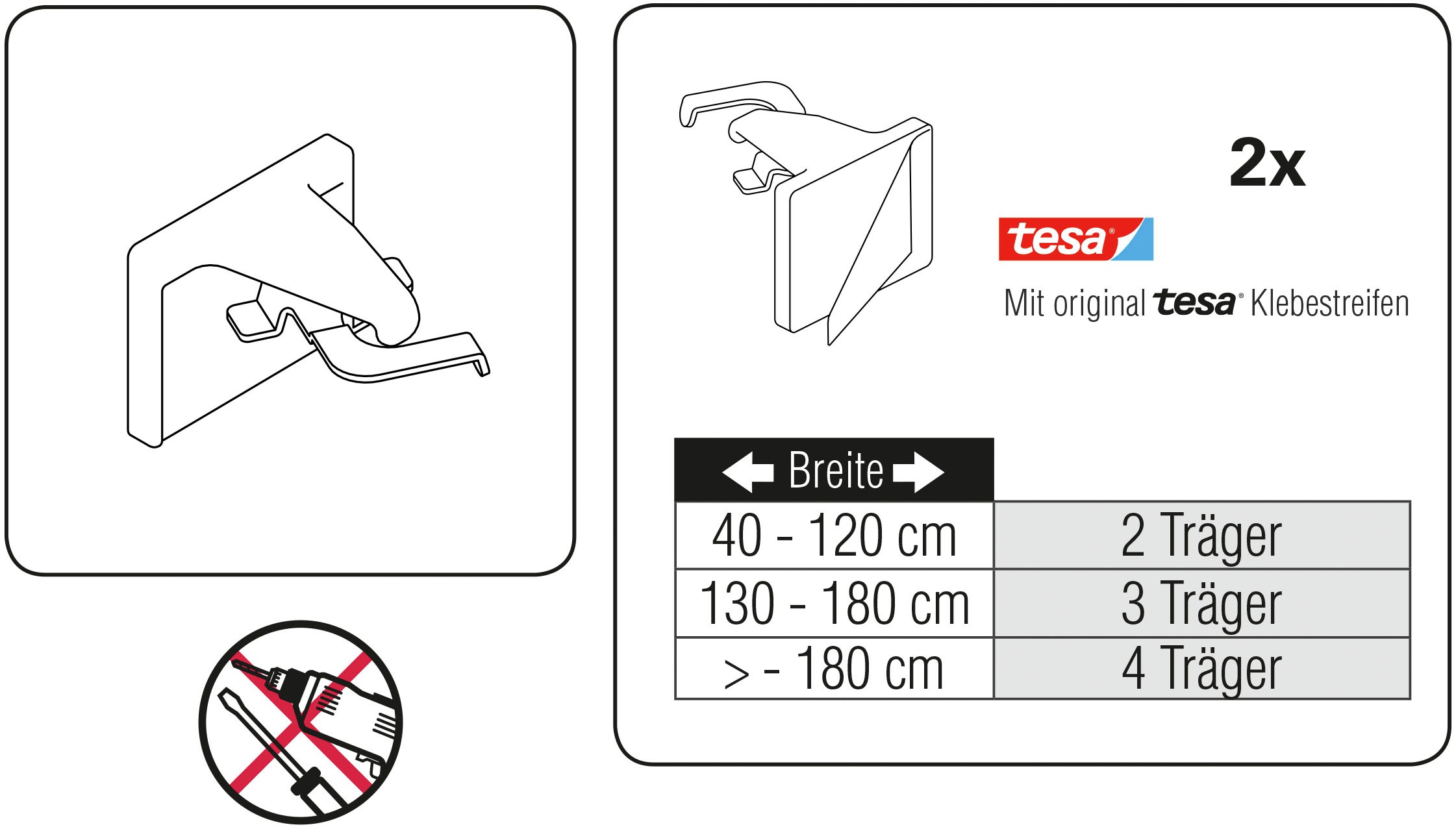 GARDINIA Sichtschutzbefestigung »Klebeträger-Set«, für Aluminium-Jalousien