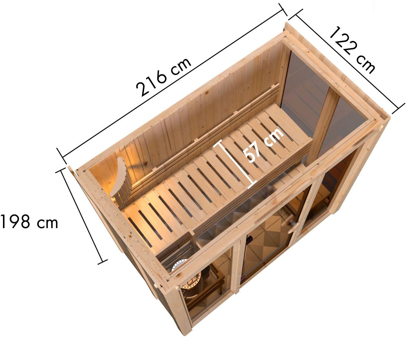 Karibu Sauna »Vivi 2« Set,  Mit 3,6 kW Ofen und externe Steuerung easy