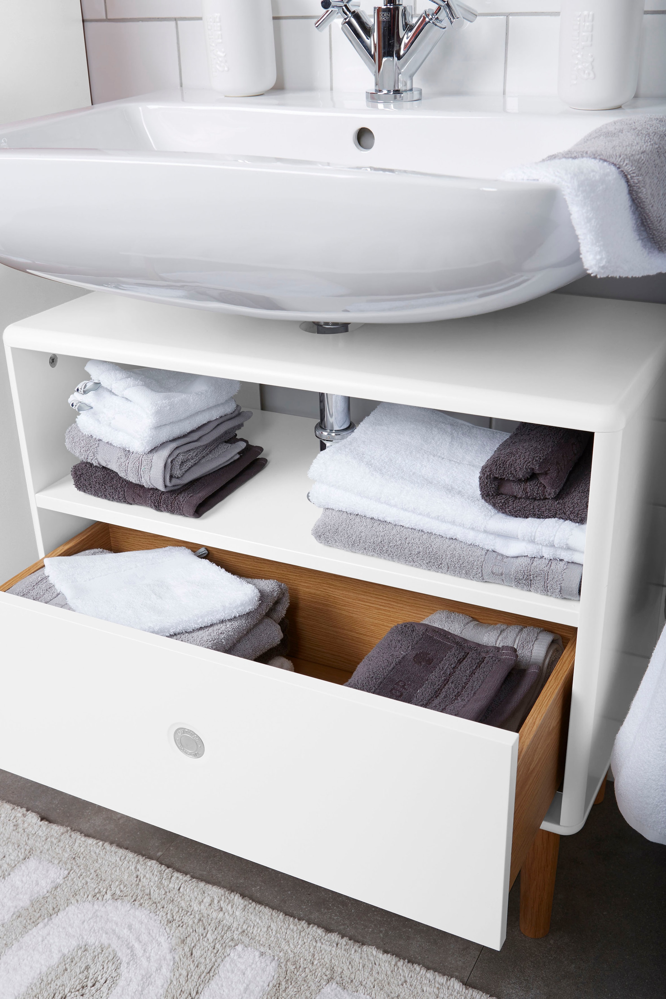 TOM TAILOR HOME Breite online Füßen mit Push-to-Open, 65 in kaufen BATH«, »COLOR mit cm Waschbeckenunterschrank Eiche, Schublade, mit