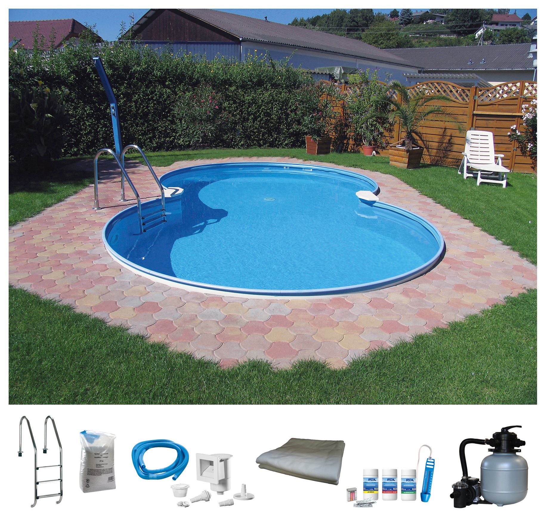 BWT MY POOL Achtformpool, (Set), 7-tlg., BxLxH: 360x625x120 cm
