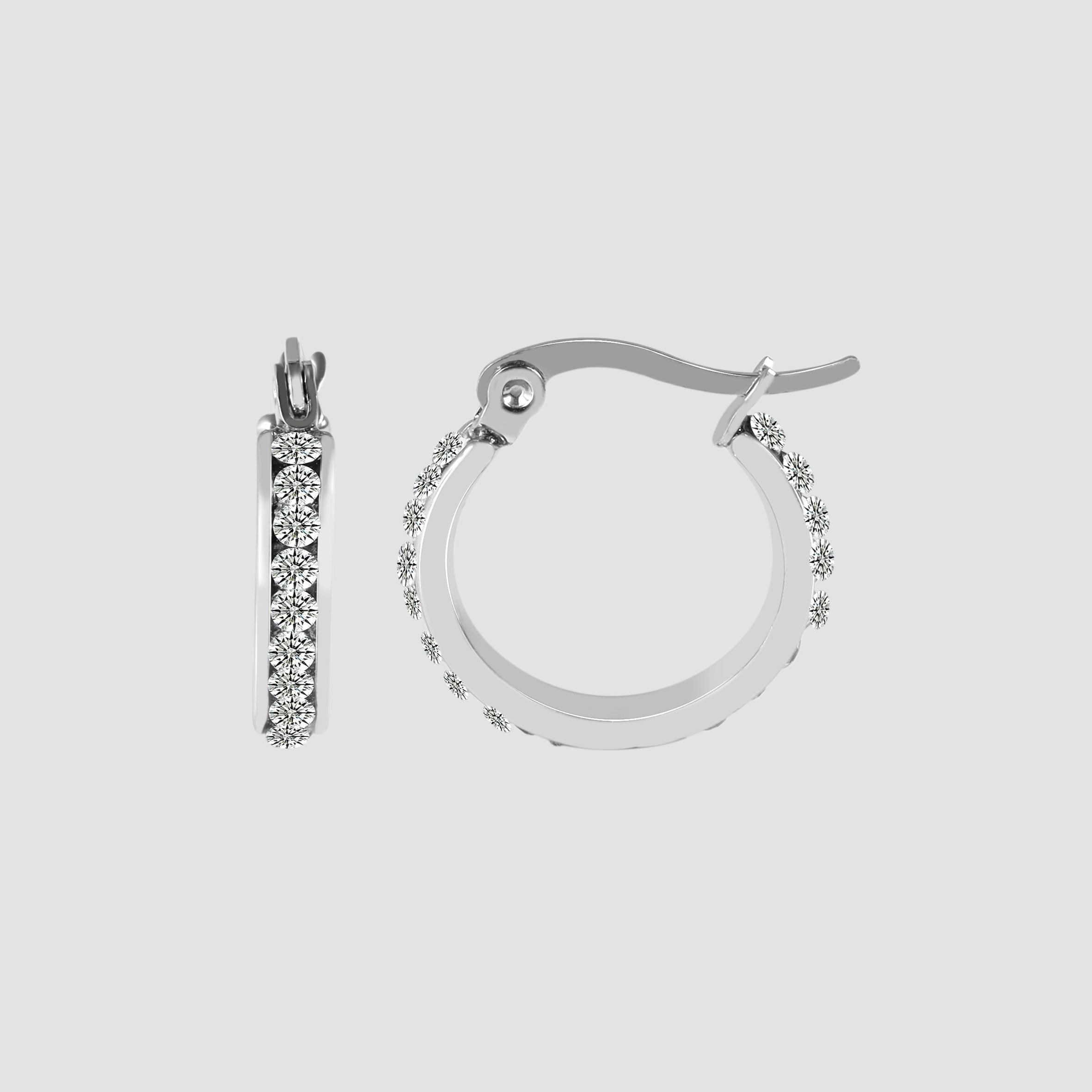 Adelia´s Paar Creolen »Damen Ohrringe ¿ Creole aus Edelstahl mit Strass Steinchen«