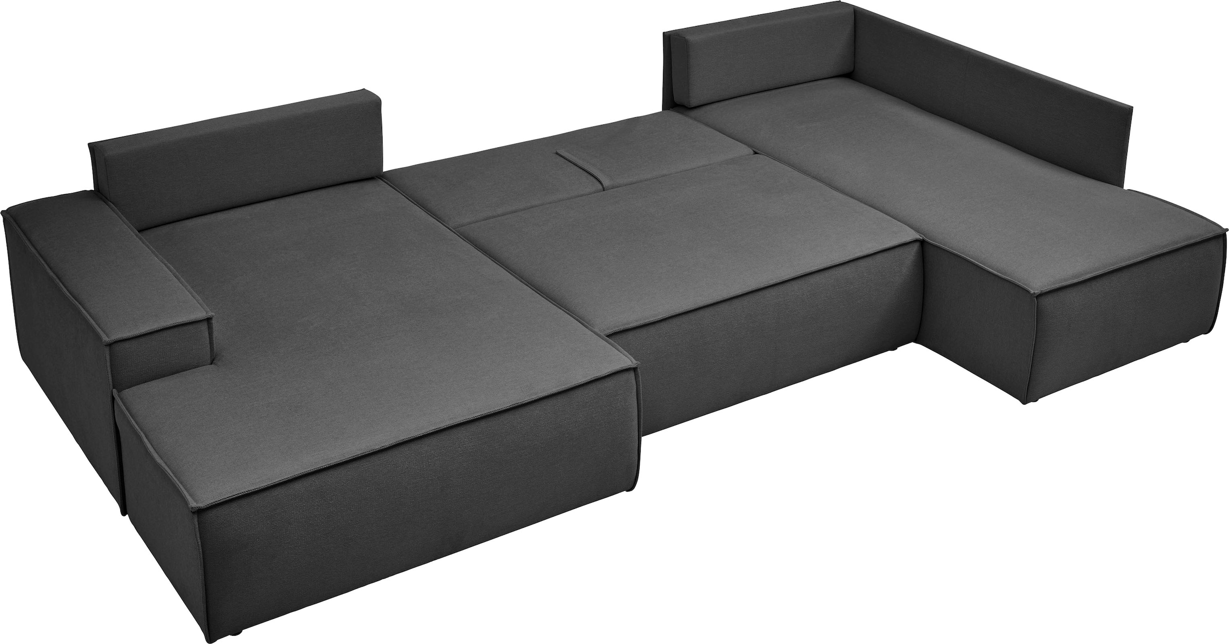 andas Wohnlandschaft »FINNLEY U-Form XXL 329 cm, Schlafsofa, Schlaffunktion m. Bettkasten«, (194/139 cm), Bouclé u. Struktur