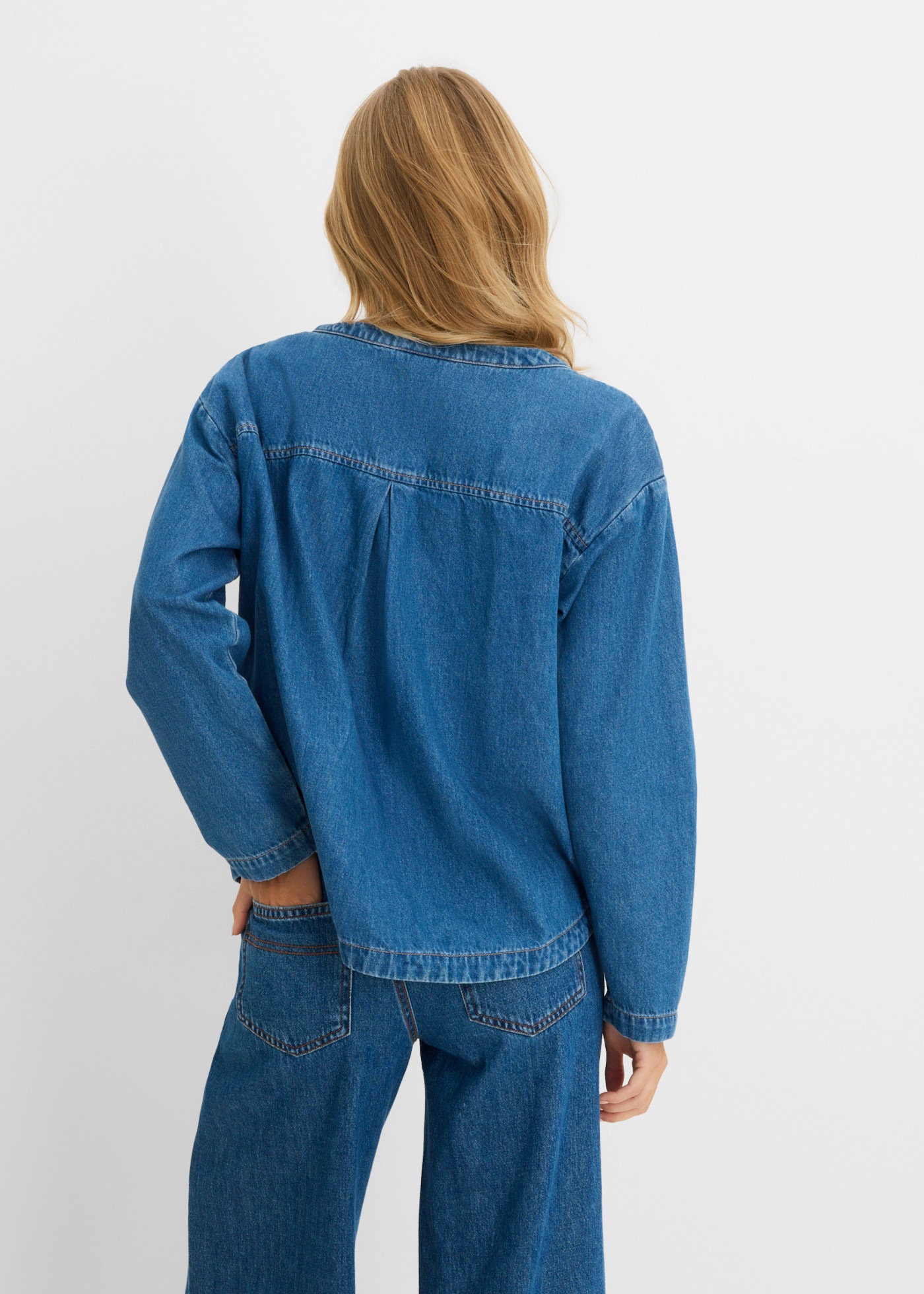 bonprix Jeansbluse Tunika, aus reiner Baumwolle, Oversize-Passform, Langarm