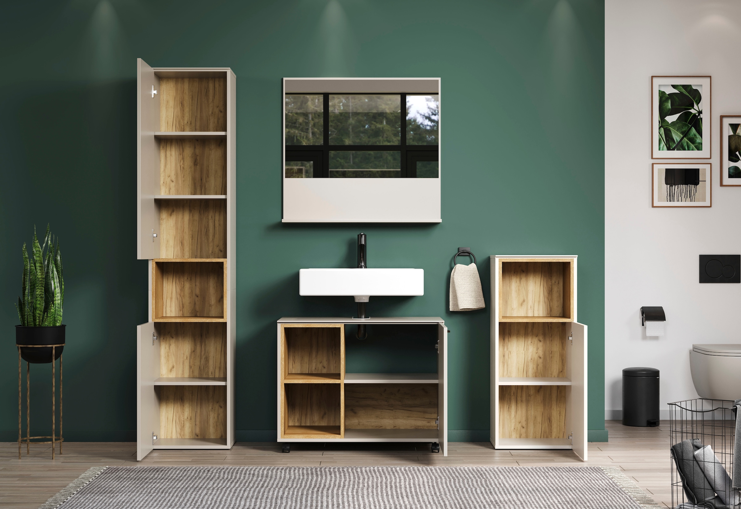 welltime Waschbeckenunterschrank »San Pedro« 1 Stk. tlg. Waschbeckenunterschrank a. Rollen, Soft-Close 80/42/64 cm