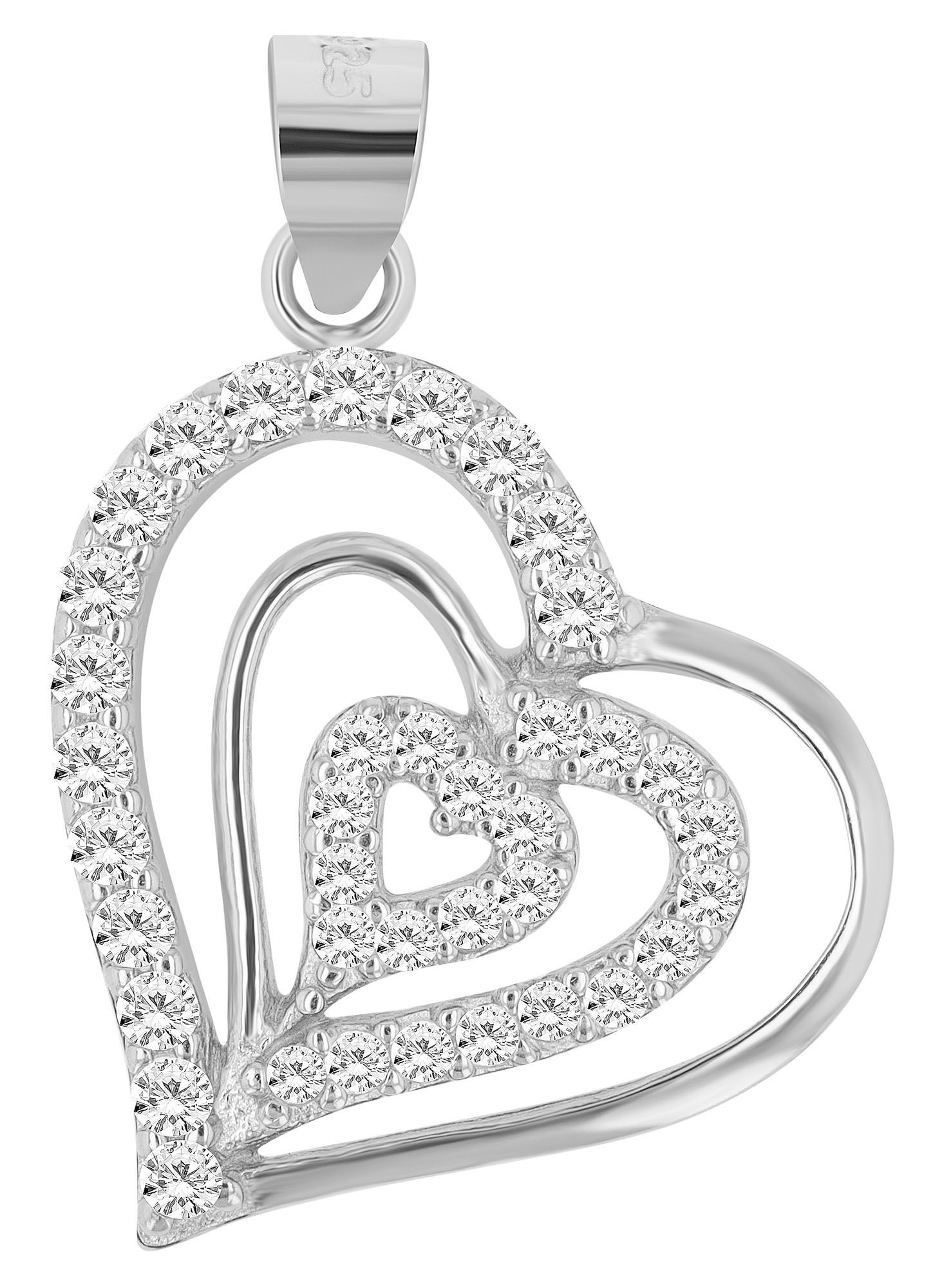 Adelia´s Kettenanhänger »Damen Anhänger ¿ Herzanhänger aus 925 Silber mit Zirkonia«