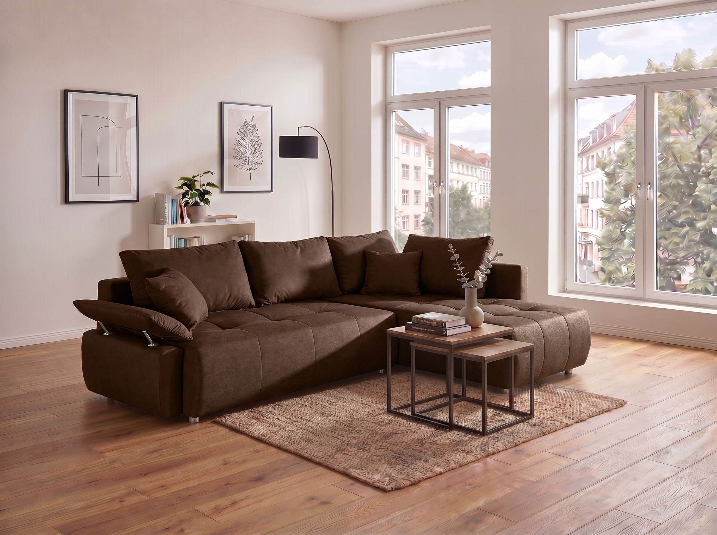 COLLECTION AB Ecksofa »Funtastic, Breite 213 cm« mit Schlaffunktion, Bettkasten, Armverstellung und Bonnelfederkern