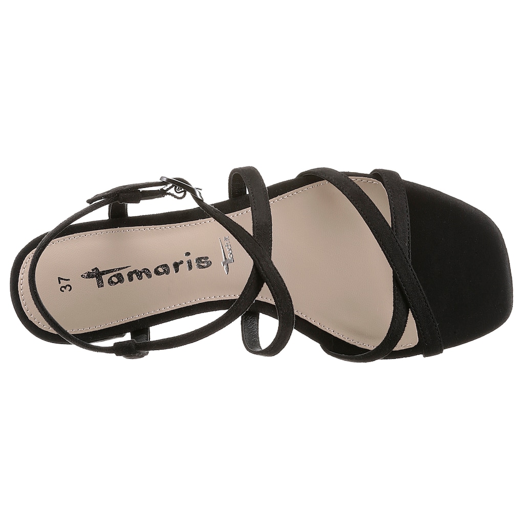 Tamaris Sandalette, Sommerschuh, Sandale, Blockabsatz, mit feinen Riemchen