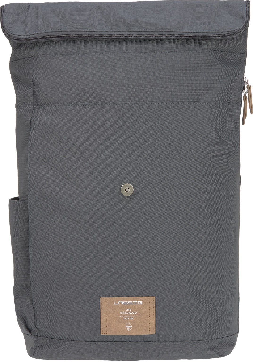 LÄSSIG Wickelrucksack »Green Label, Rolltop, anthracite«, PETA-approved vegan; zum Teil aus recyceltem Material