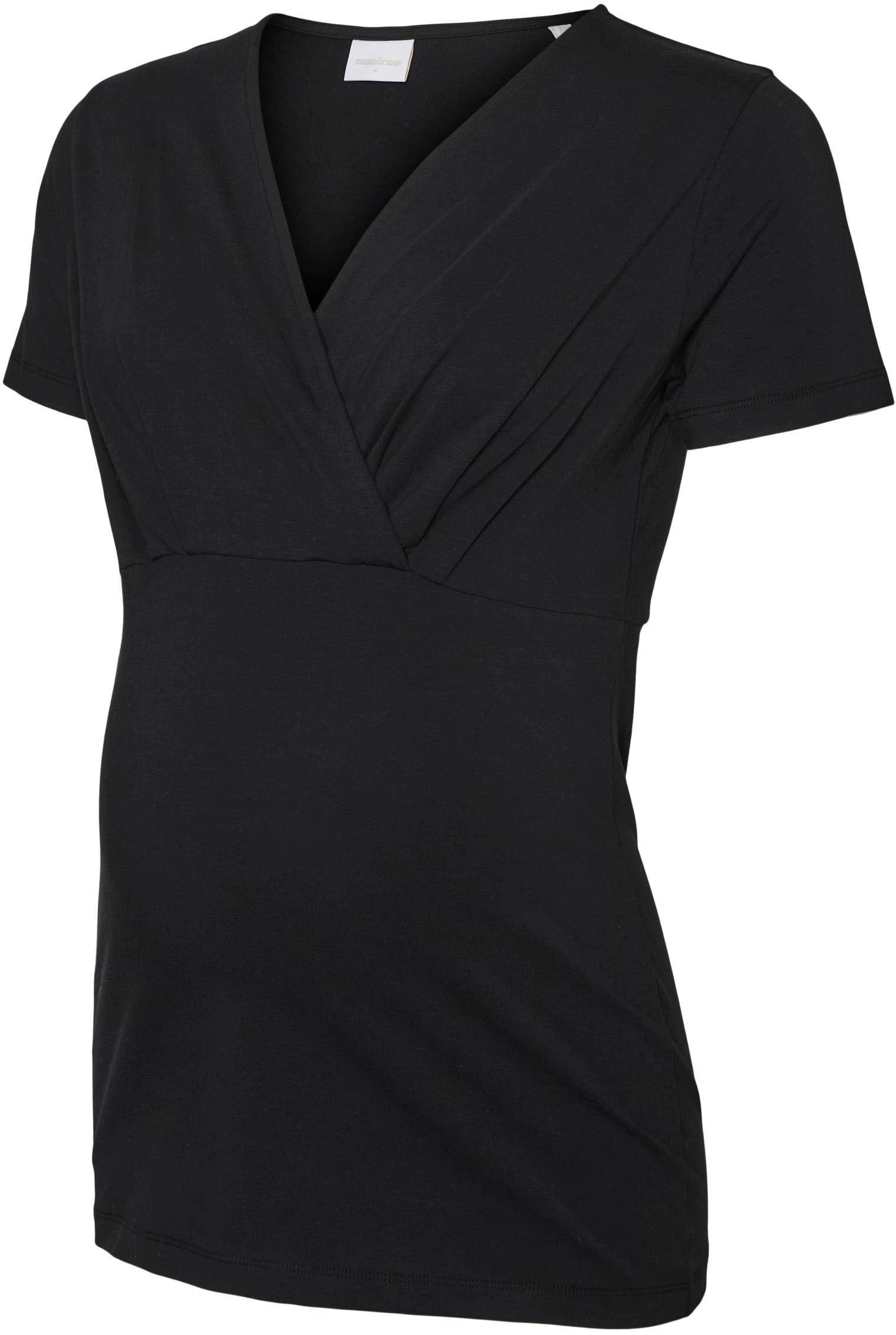 Mamalicious Umstandsshirt »MLMIA TESS AOP SS JRS TOP 2F 2-P E. A.«, (Packung, 2 tlg.), in Uni schwarz und bedruckt