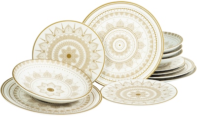 Teller-Set »Mandala Gold«, (Set, 12 tlg., Tafelservice für 4 Personen)