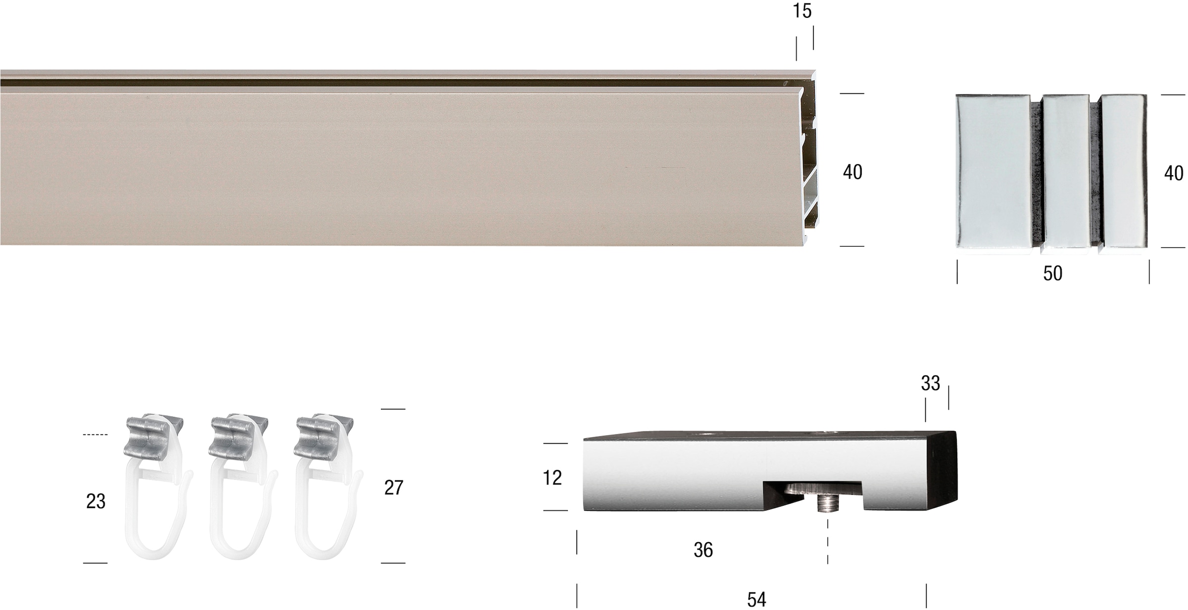 GARESA Gardinenstange »FLAT«, 1 läufig-läufig, Wunschmaßlänge, Rechteckprofil, Deckenmontage, perfekter Lauf, modern, verlängerbar