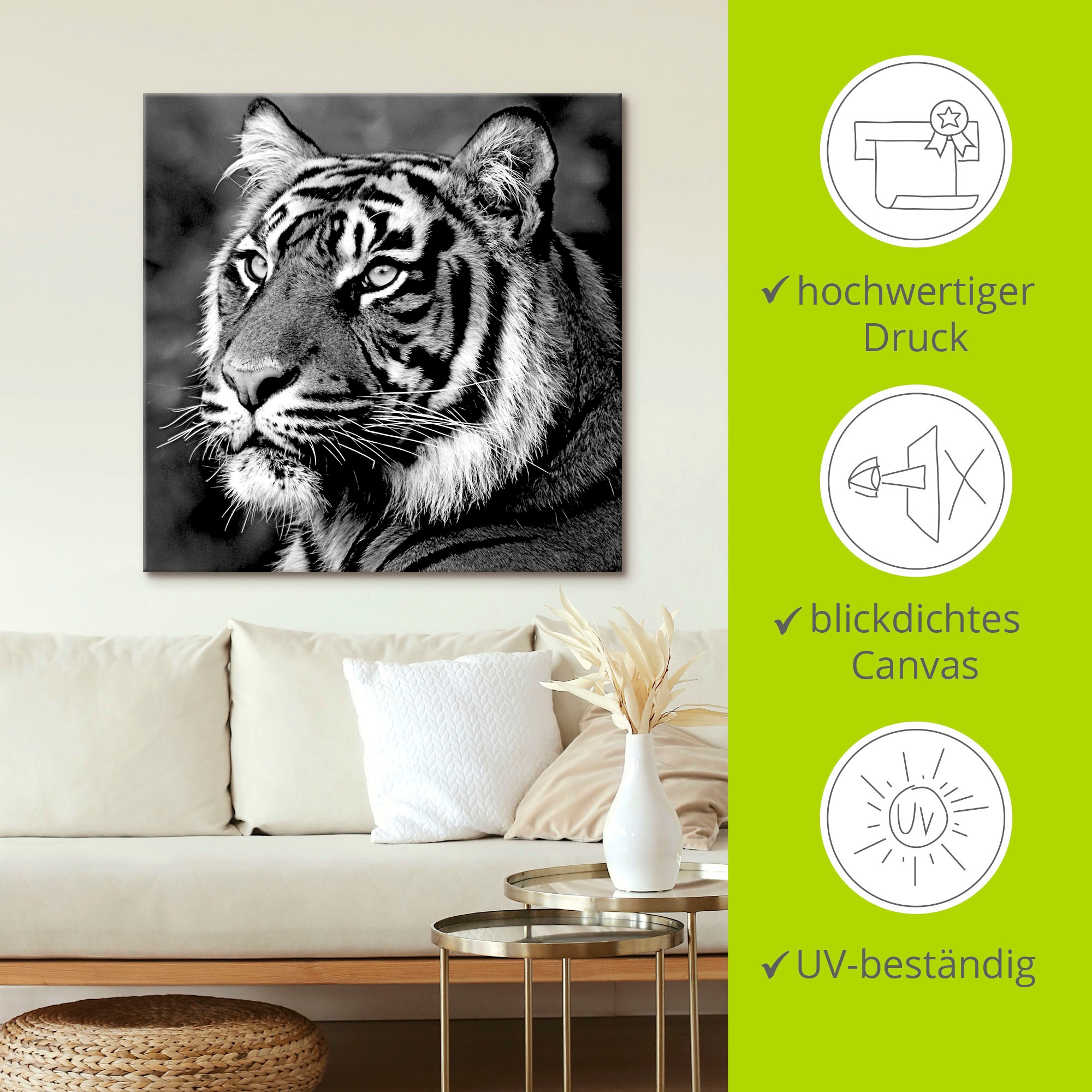 Artland Wandbild »Tiger«, Wildtiere, (1 St.), als Leinwandbild, Poster, Wandaufkleber in verschied. Größen