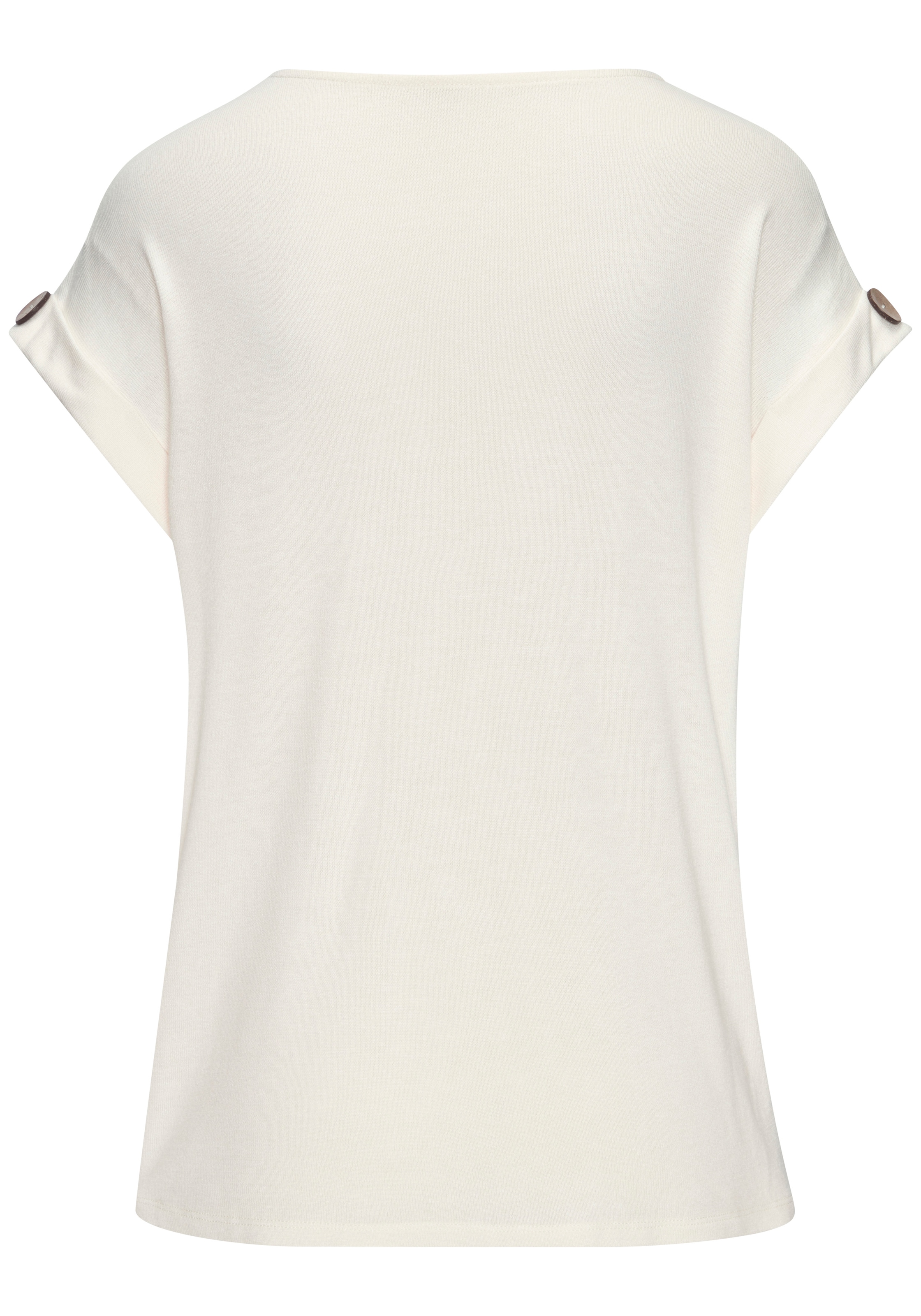 LASCANA Kurzarmshirt »mit Knopfdetail am Ärmelabschluss« aus weichem Viskose-Feinstrick