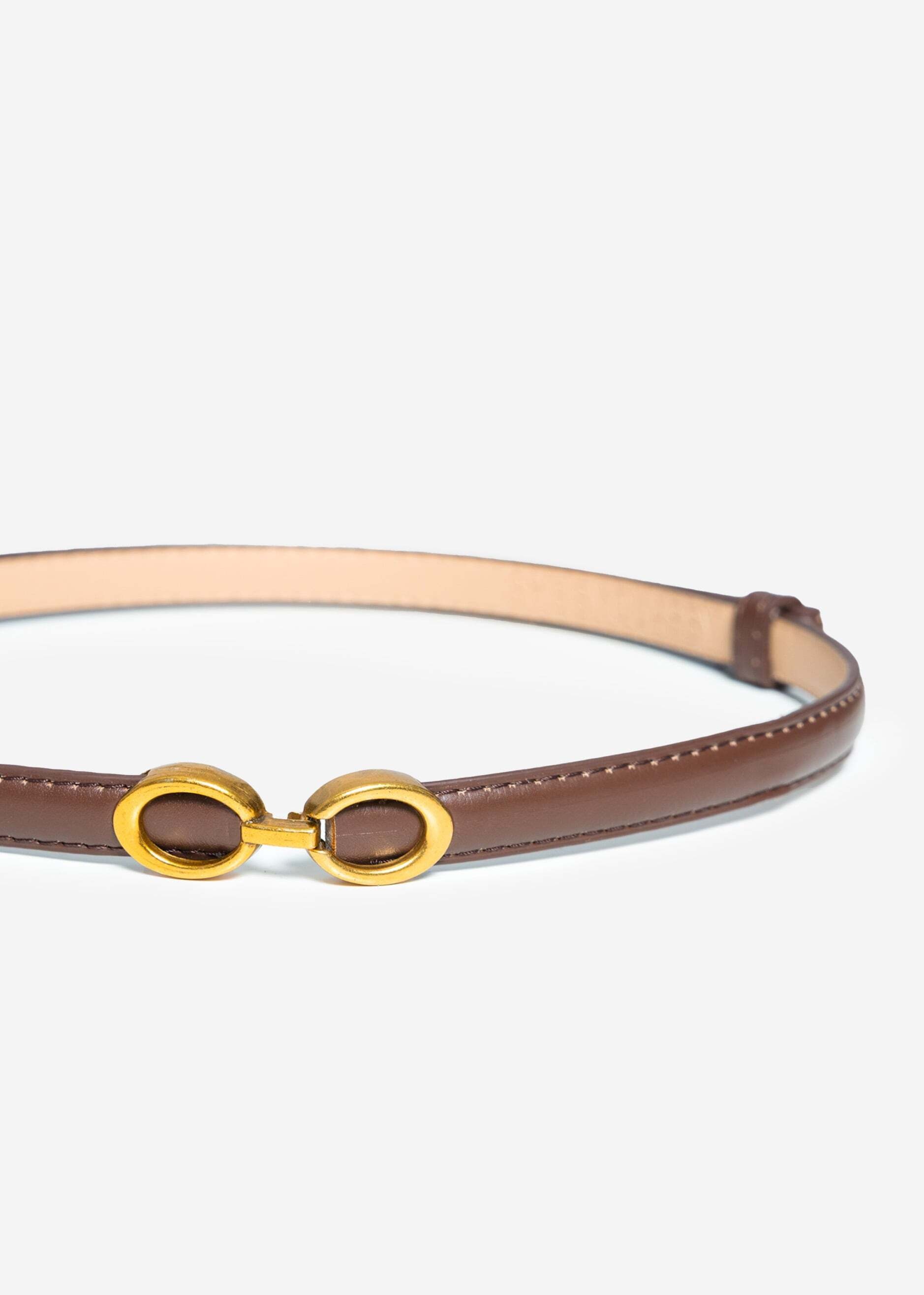 SASSYCLASSY Synthetikgürtel »Verstellbarer Gürtel« Stylischer Kunsledergürtel mit goldener Schnalle Dunkelbraun