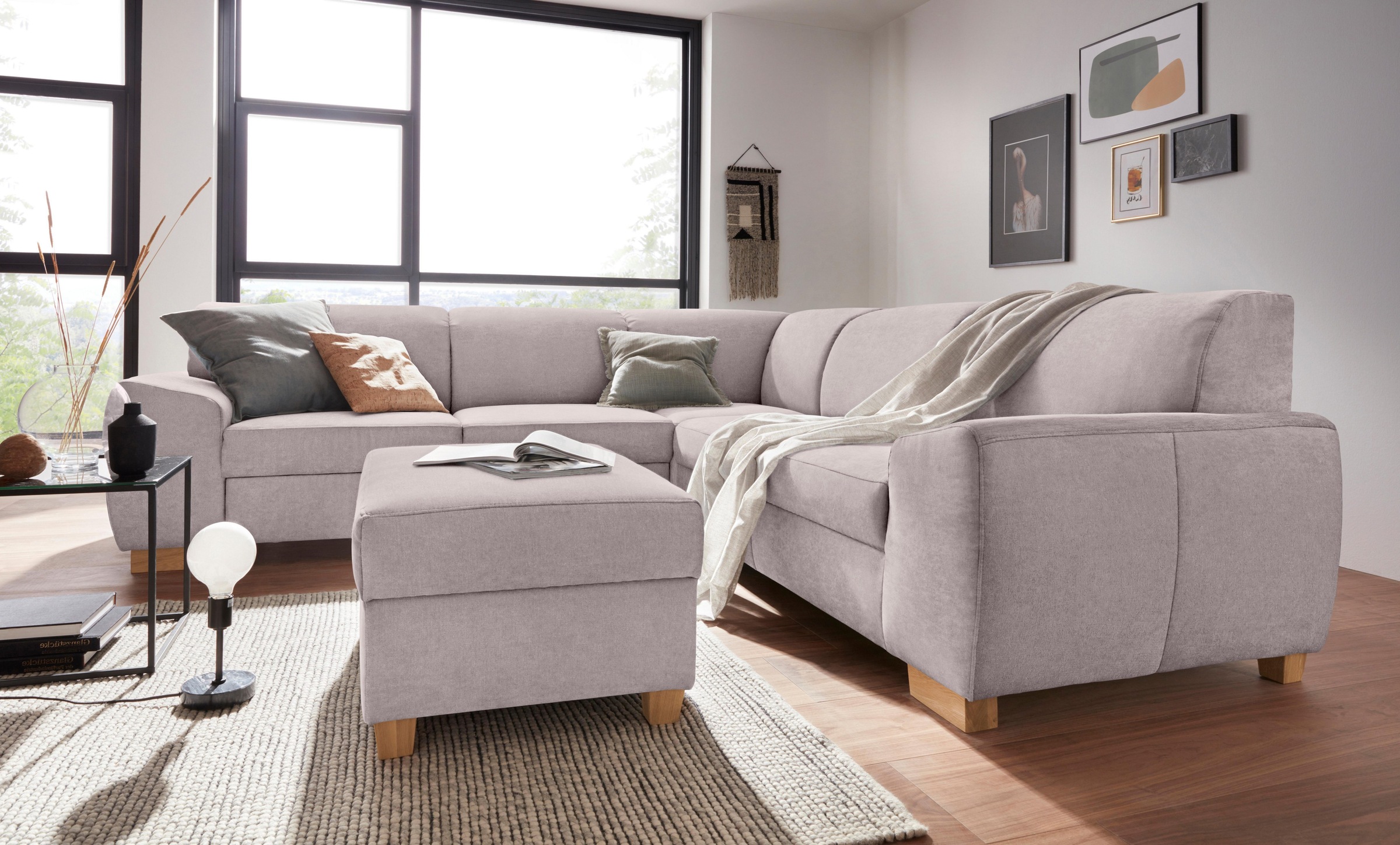DOMO collection Ecksofa »Incanto kubische Formensprache, komfortabel, flache Armlehnen, L-Form«, wahlweise mit Bettfunktion