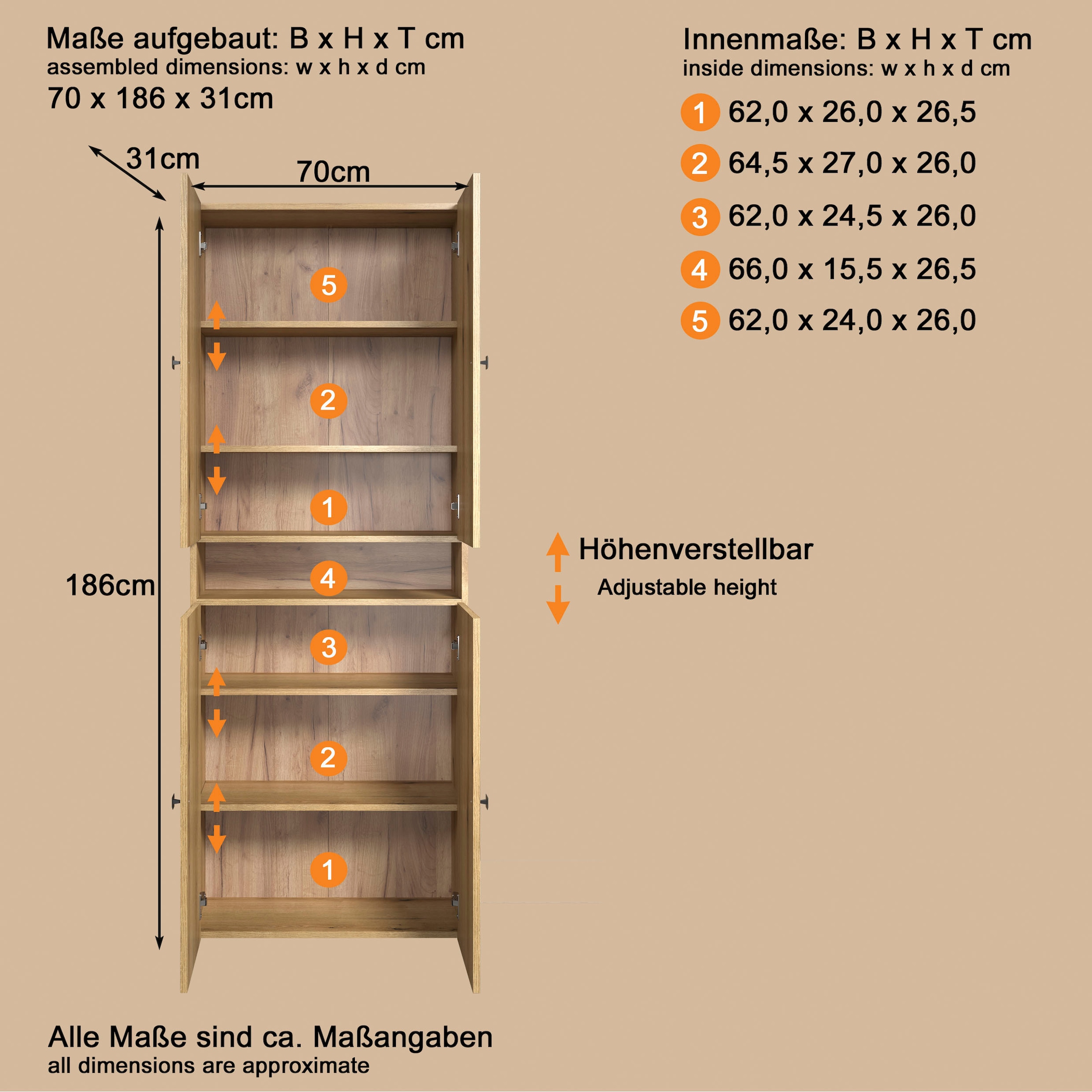 welltime Hochschrank »Amrum« 1 Stk. tlg. Badezimmerschrank mit und ohne Schublade - (B/T/H) 40-70/31/186 cm