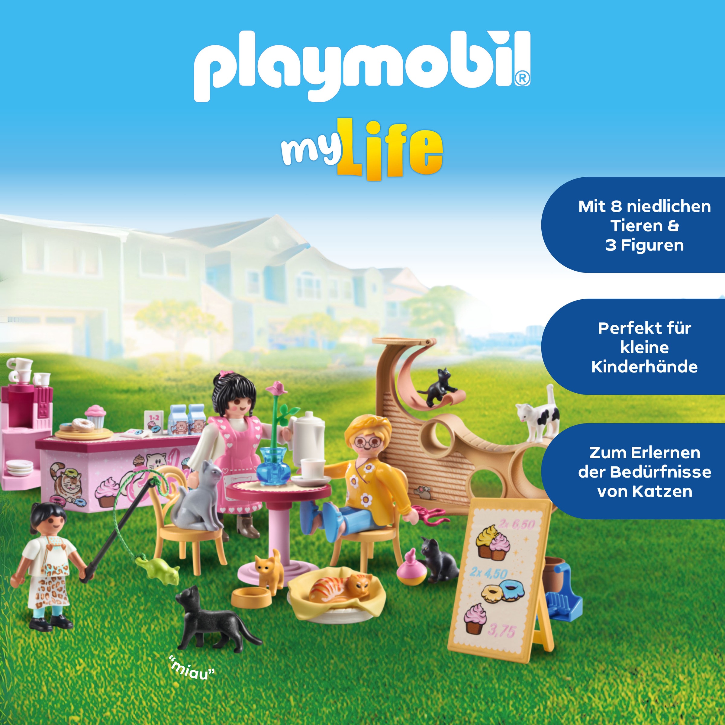 Playmobil® Konstruktions-Spielset »Katzencafe (71744), Playmobil My Life«, (72 St.), Made in Europe