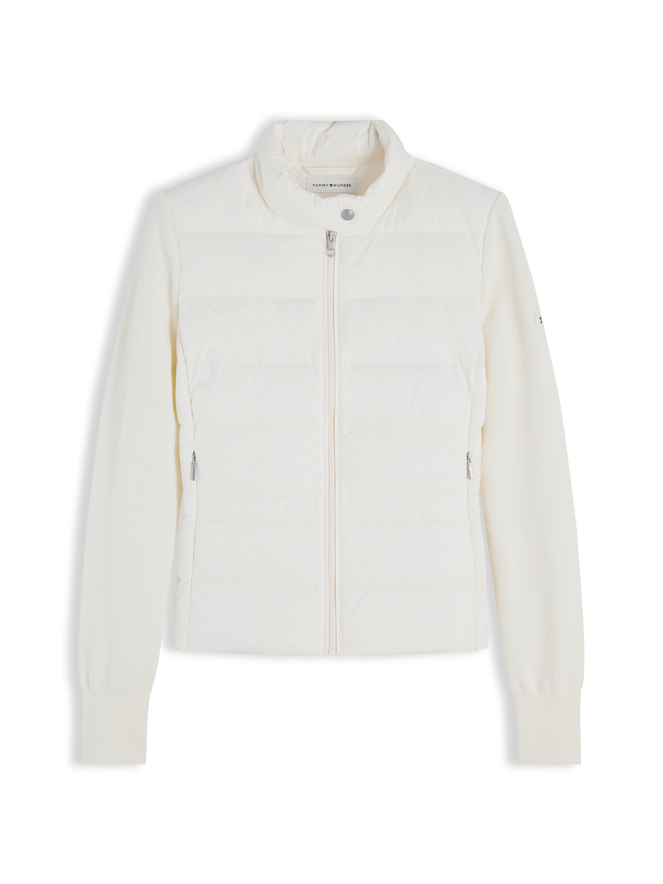 Tommy Hilfiger Daunenjacke »LW DOWN KNIT MIX JACKET« ohne Kapuze Stehkragen, Materialmix mit Steppqualität