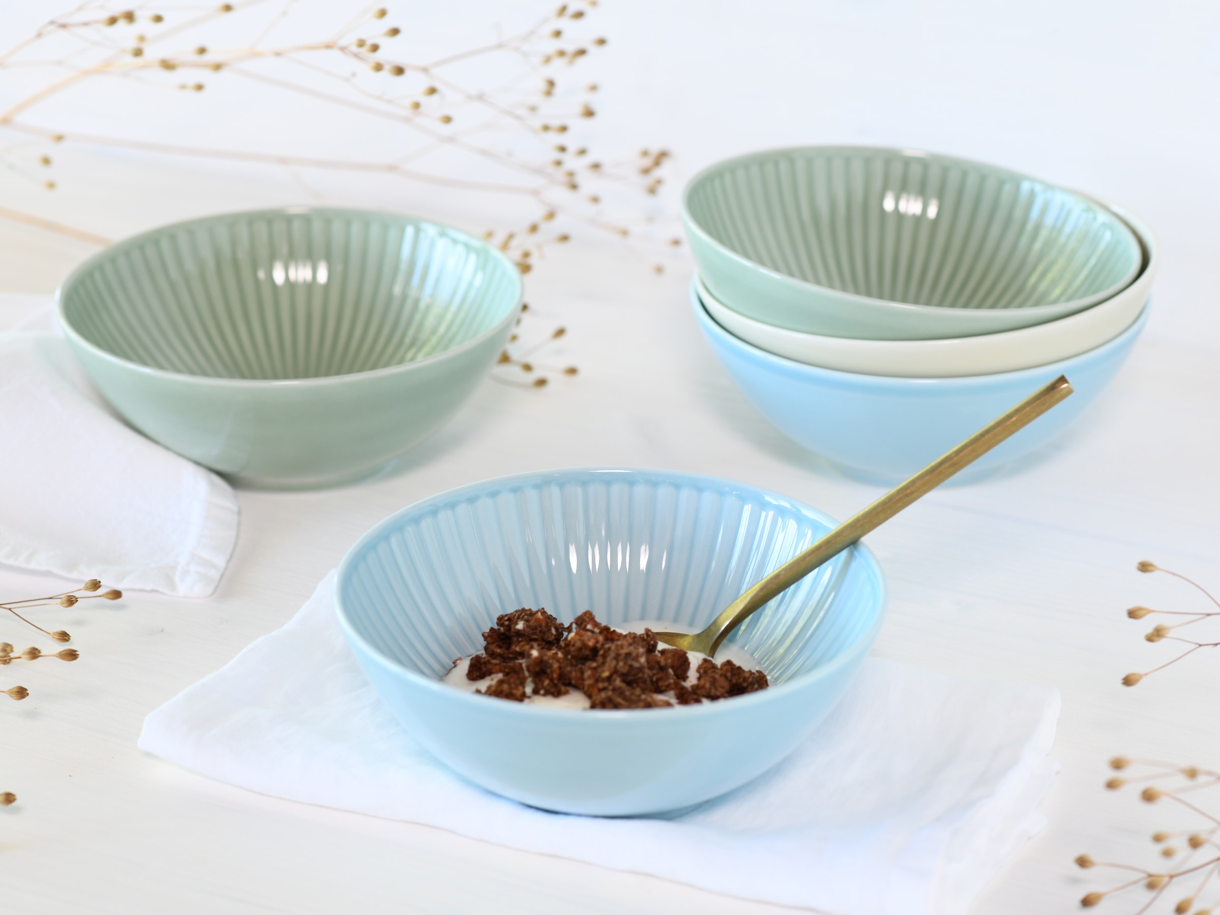 CreaTable Müslischale »Valencia, Mehrzweckschale 6-tlg« 6 Stk. aus Porzellan Elegant, Boho Chic