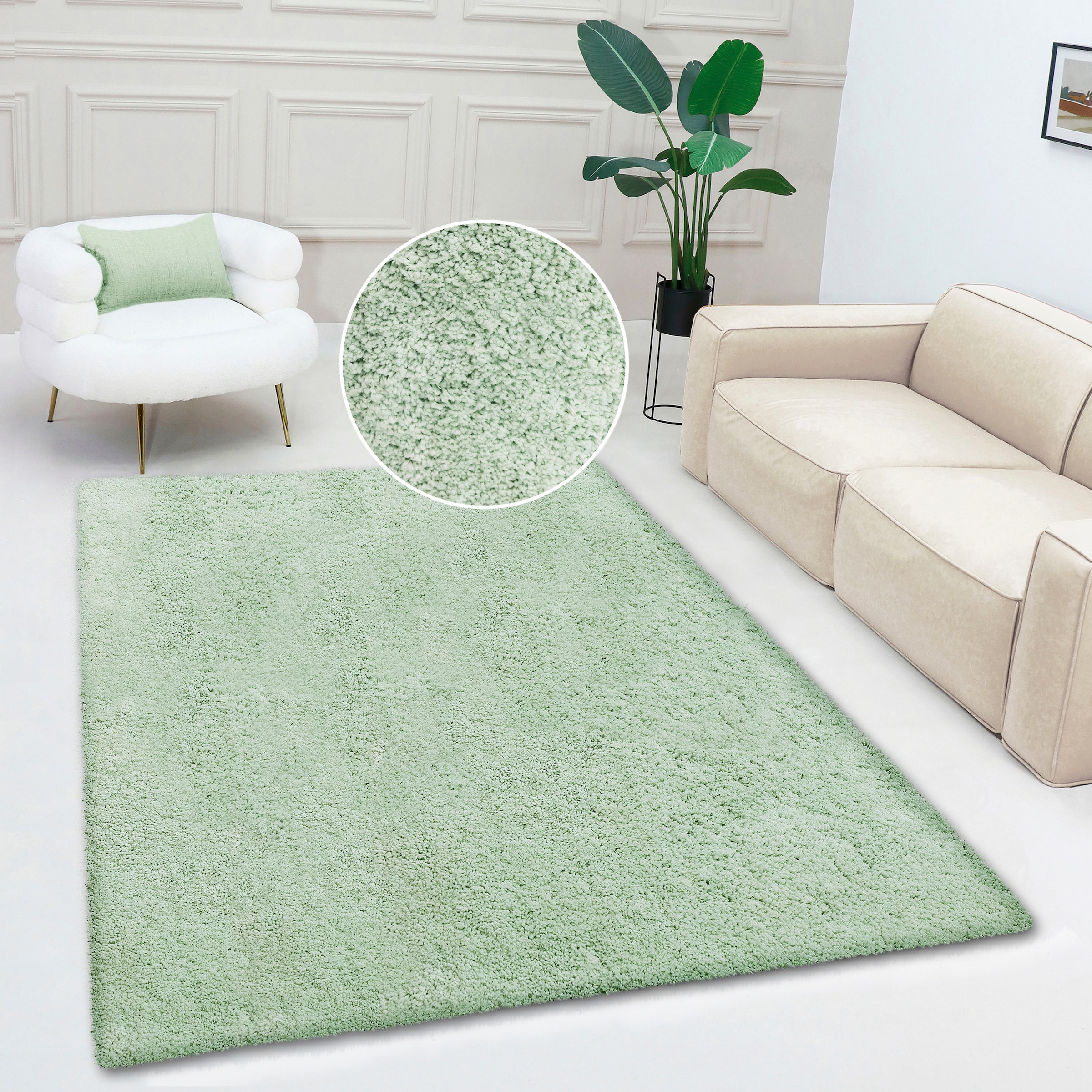 my home Teppich »Desner, Hochflor Teppiche«, rechteckig, 35 mm Höhe, Mikrofaser, weich, flauschig, Wohnzimmer, Schlafzimmer, Kinderzimmer